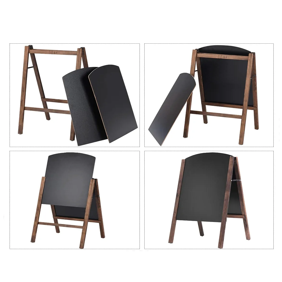 GIANTEX Lavagna con Cavalletto, Lavagna da Pavimento, Lavagna da Terra in Legno, Lavagna Pieghevole, con Cornice e Pennarelli, per Bar, Ristorante, Negozio, Nero, (60 X 80 X101cm)
