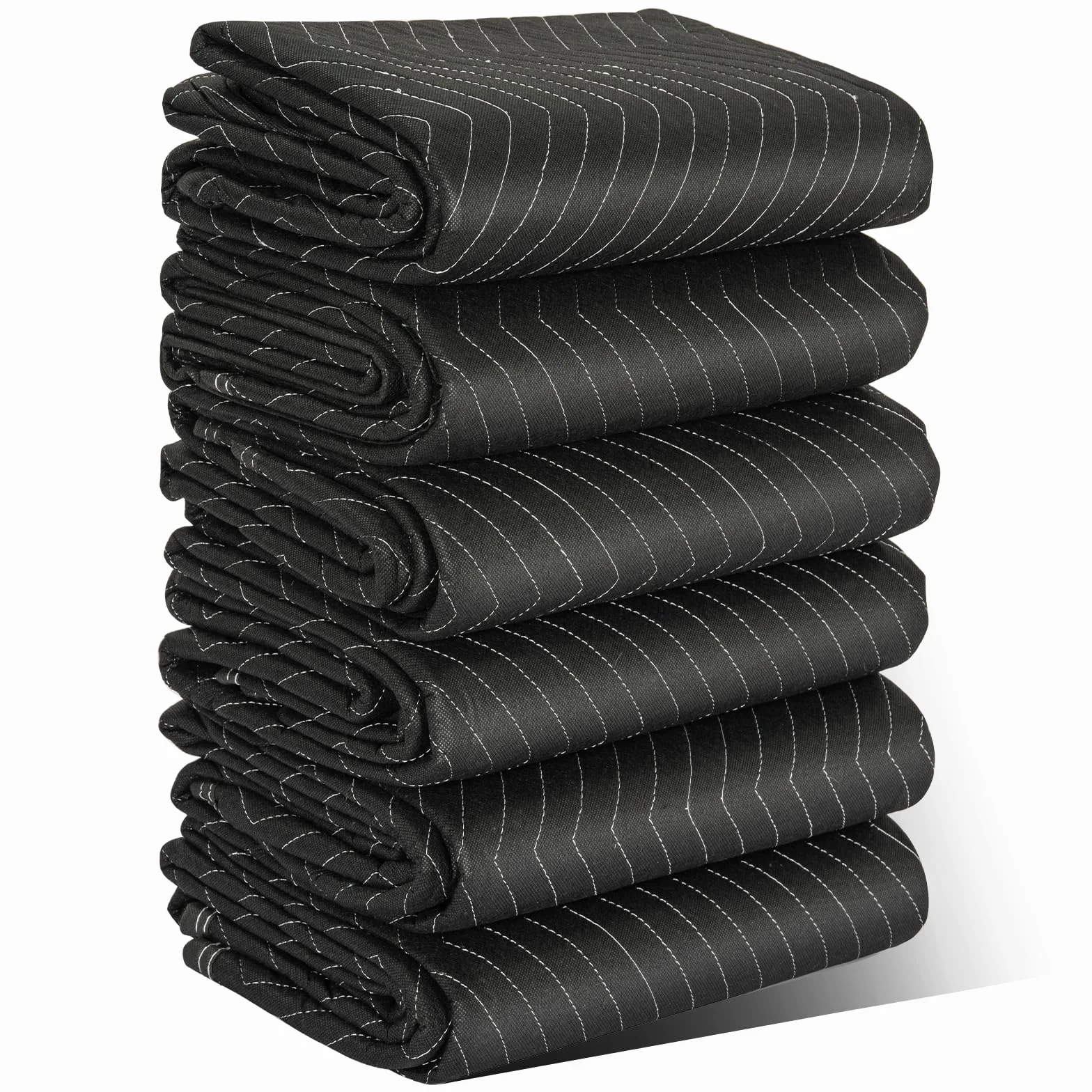 AKOZLIN 72 x 40 pollici, set da 6 pezzi, imbottiti, resistenti e di qualità, quilted Wrapping Furniture Moving Pad per Shipping Supplies Secure Protecting, nero