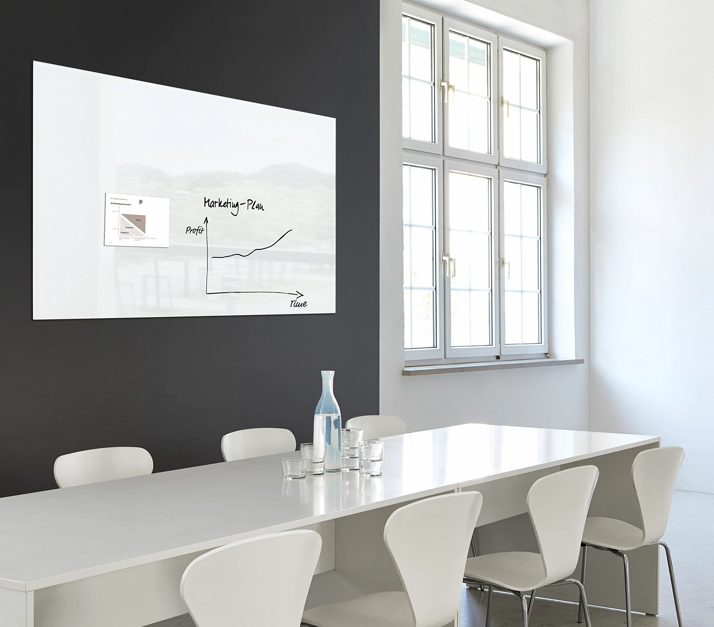 SIGEL Lavagna magnetica in vetro Artverum 120 x 90 cm | GL211, superficie lucida, vetro di sicurezza, 2 magneti al neodimio, bianco extra