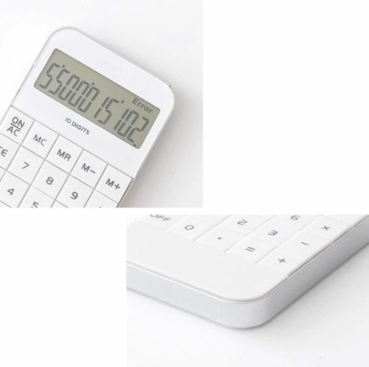 Calcolatrice Casa Ufficio Calcolatrici Portatili A 10 Cifre con Display LCD Pulsante Sensibile Pratico Perfetta per Scuola(White)