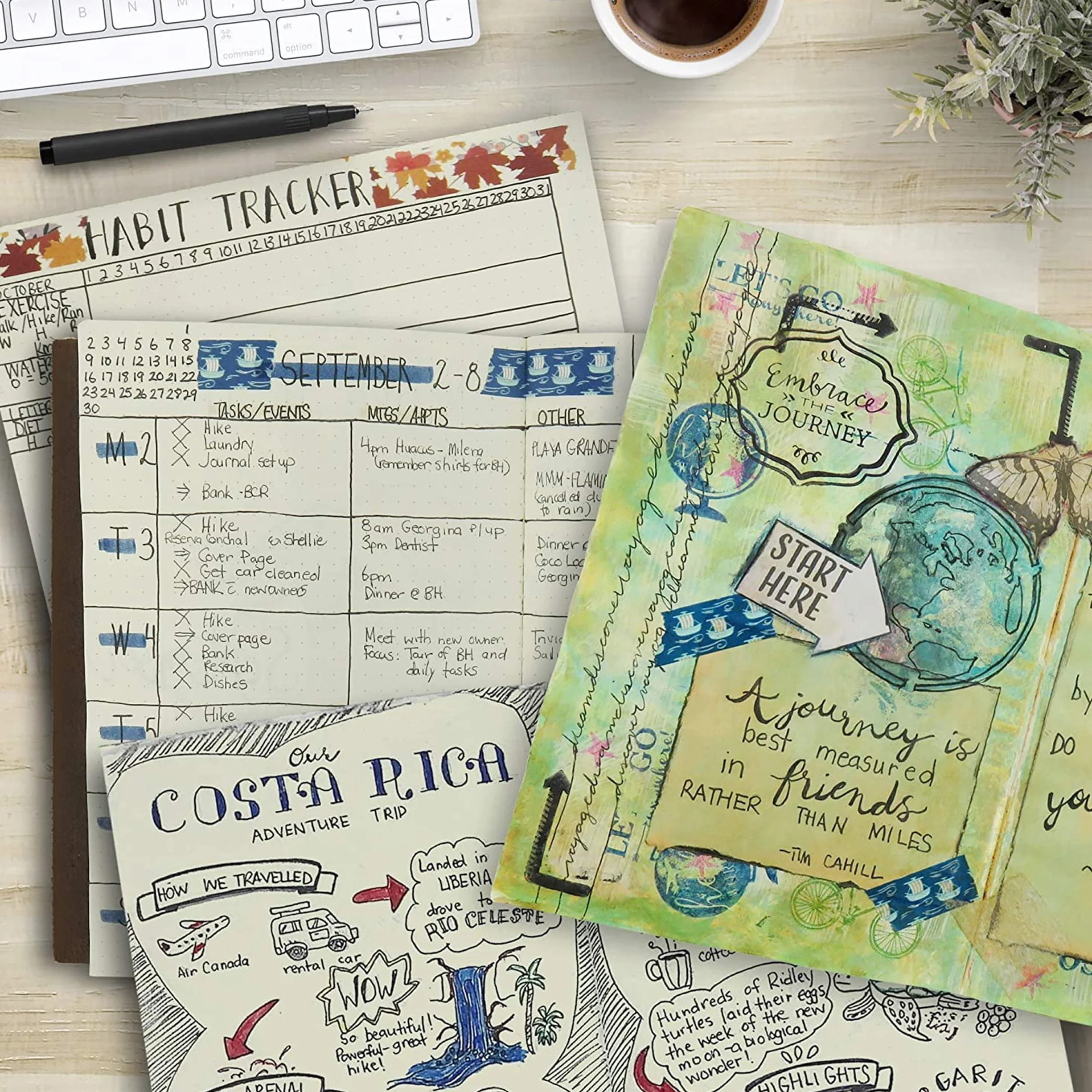 WANDERINGS Taccuino da Viaggio A5 – 15×22 cm – Diario in Vera Pelle Artigianale Ricaricabile