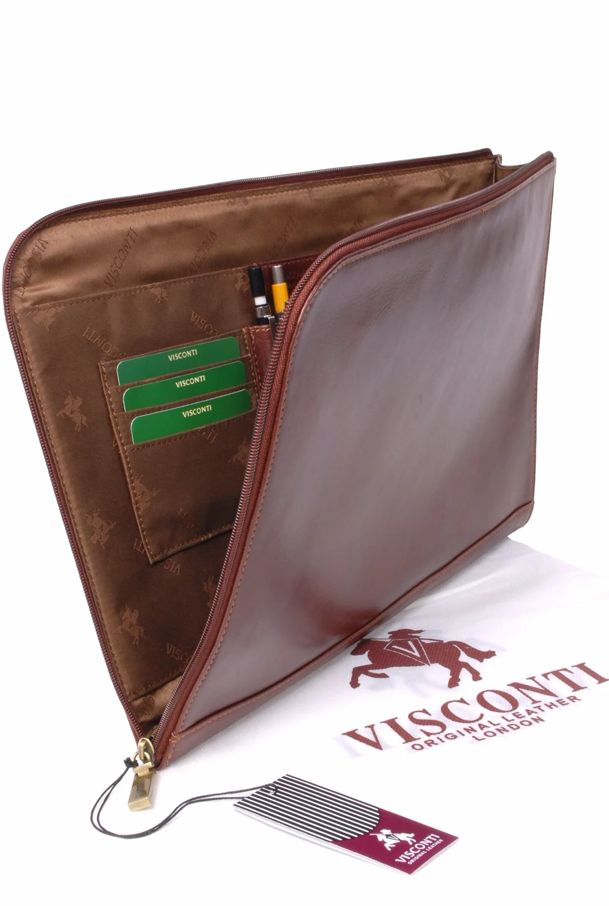 Visconti Cartella Portadocumenti in Pelle da Viaggio per Uomo A4 Bond Marrone Chiaro
