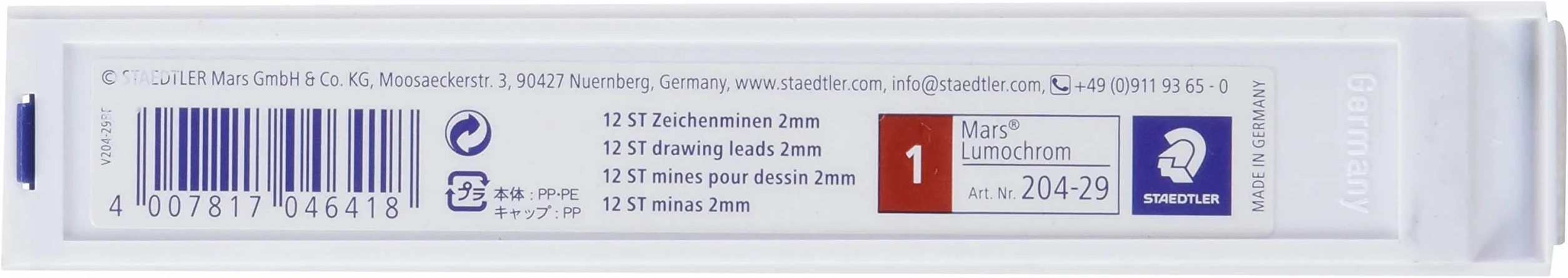 STAEDTLER Mars Lumochrom 204 12 mine da disegno 2 mm Cremisi