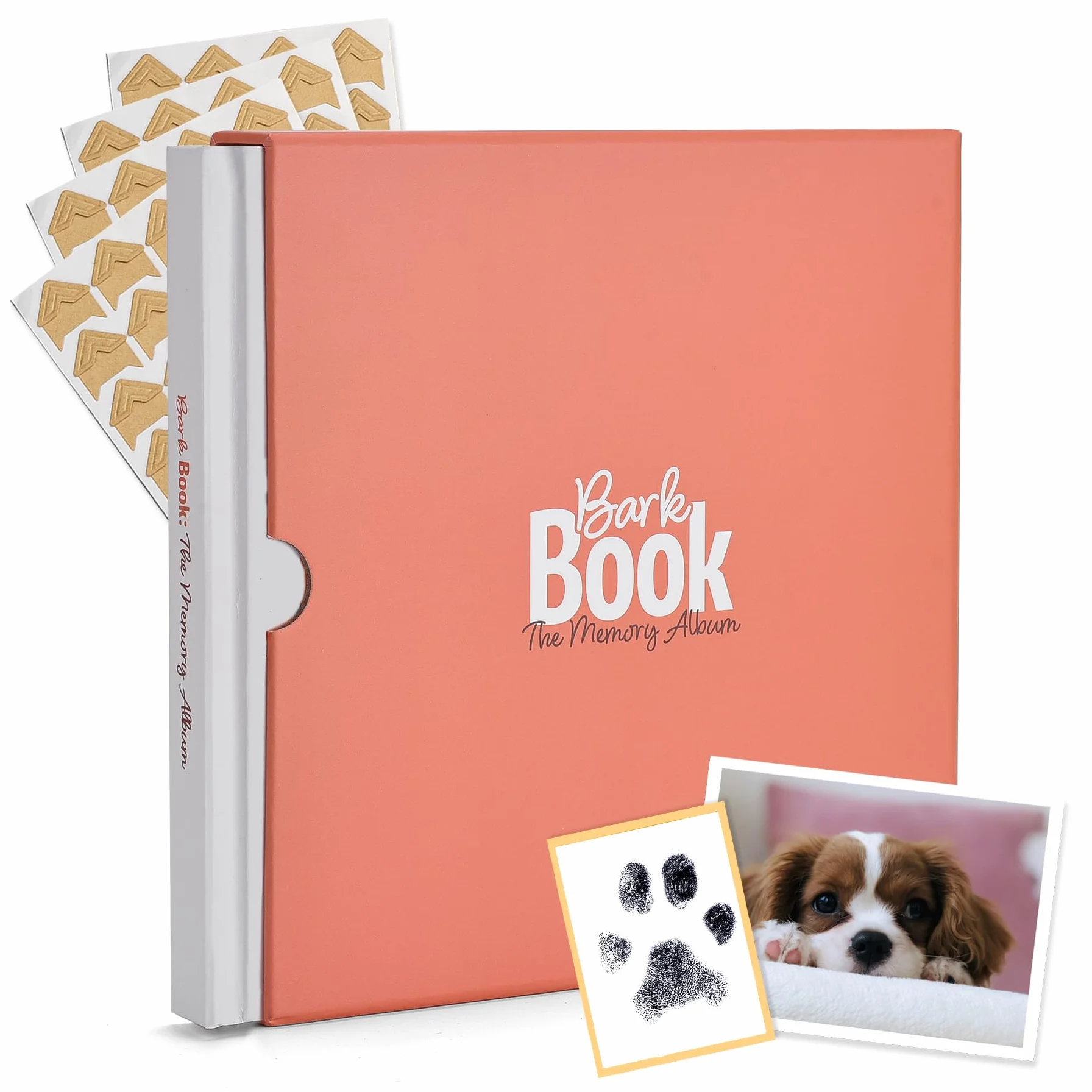 Bark Book The Memory Album - Diario per cani, mamma e papà, regalo per amanti dei cuccioli, album fotografico, lista di controllo e libro dei ricordi, adesivi per angoli fotografici gratuiti, custodia