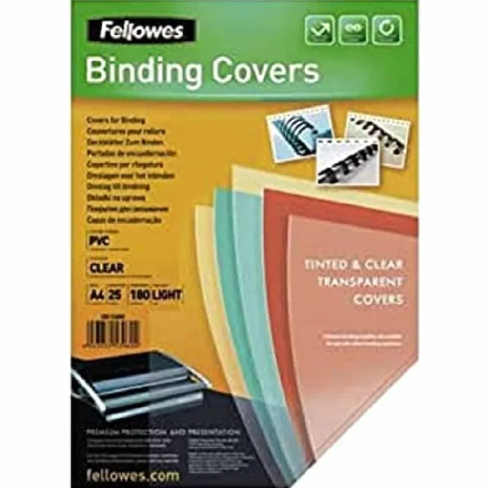 Fellowes Copertine PVC Trasparente A4 180 Micron 25 Pezzi