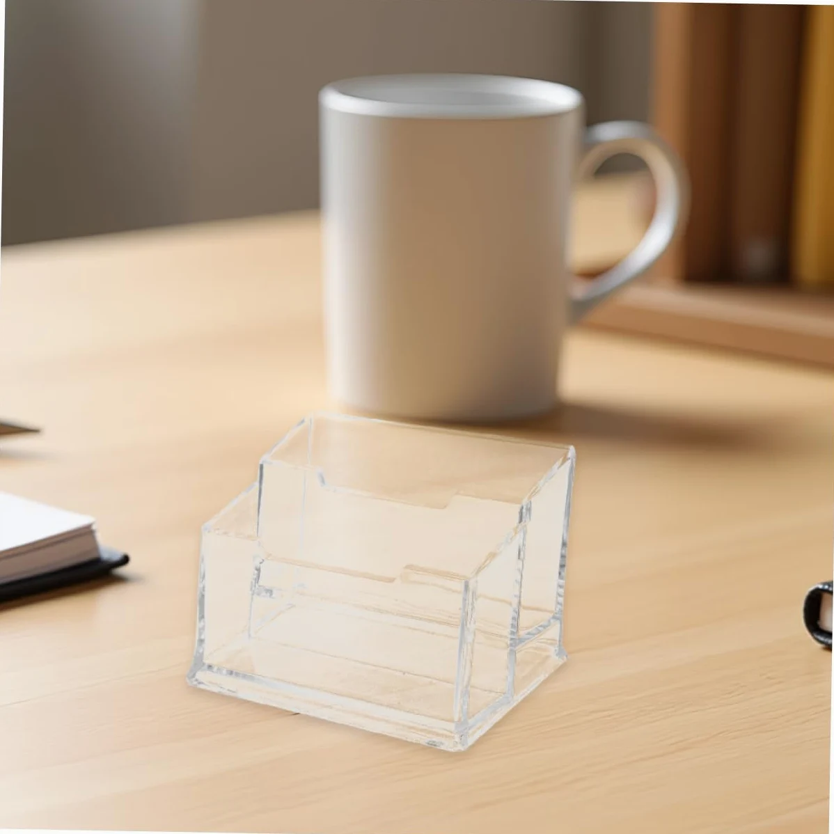 Hemobllo Porta Biglietti da Visita Trasparente 5 Pezzi in Plastica | Supporto da Tavolo, Uso per Fiere e Contesti Professionali, Design Trasparente, Set da 5