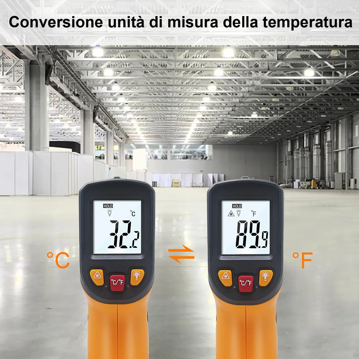 KETOTEK Termometro a Infrarossi Pistola -50°C a 400°C Laser Digitale per Cucina Pizza Congelatore