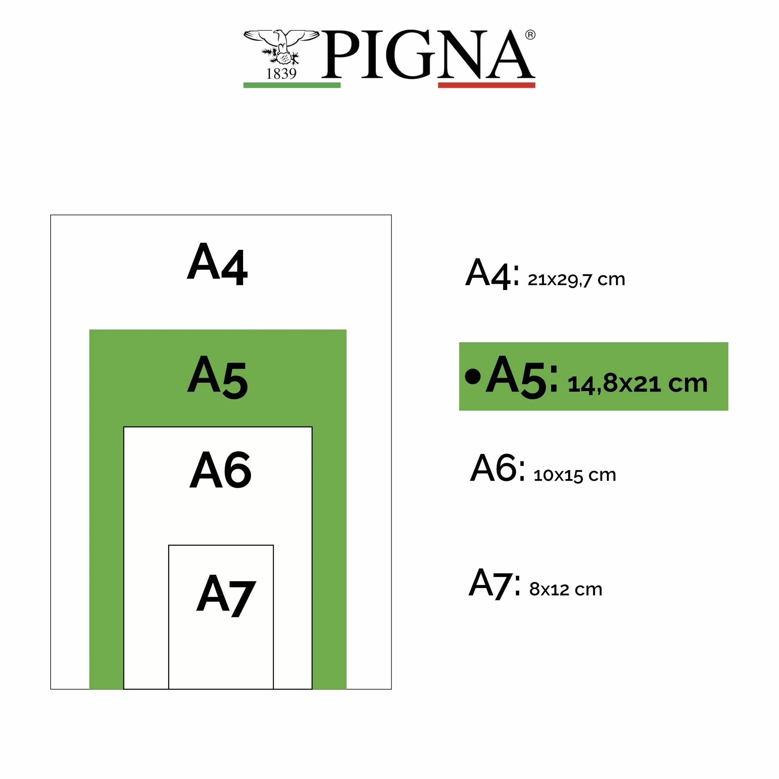 Pigna QUABLOCK A5 Blocco collato 80 gr 50 fogli 4 fori archivio quadretti 5 mm Confezione 5 pezzi