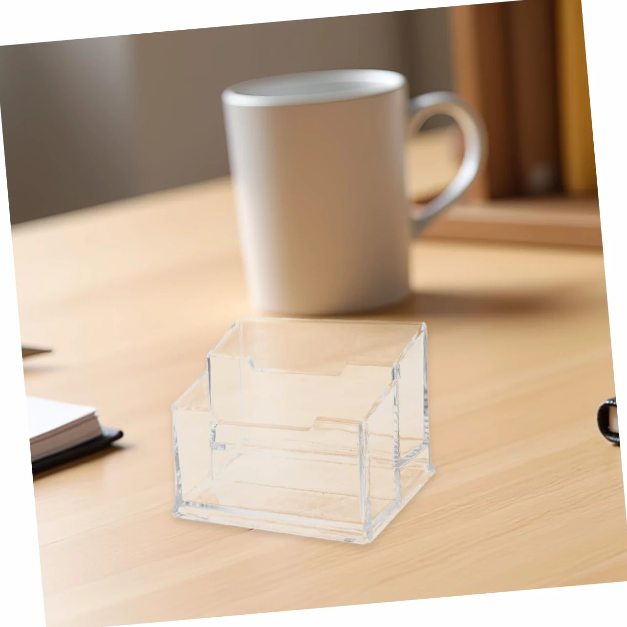 Hemobllo Porta Biglietti da Visita Trasparente 5 Pezzi in Plastica | Supporto da Tavolo, Uso per Fiere e Contesti Professionali, Design Trasparente, Set da 5