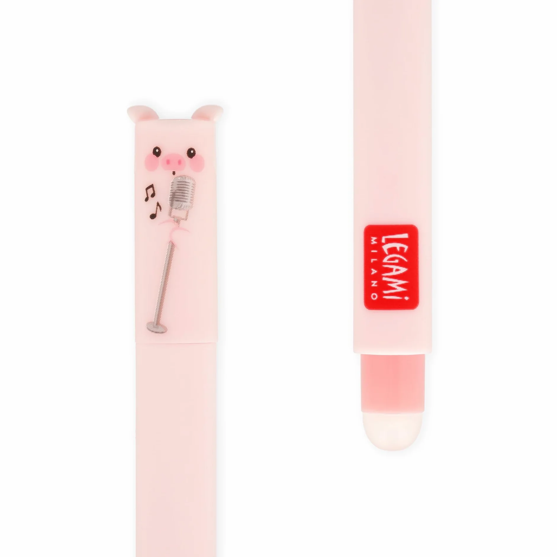 Legami Set di 4 Penne Gel Cancellabili Farm Sweet Farm, Inchiostro Termosensibile, Nero Rosa Verde Rosso, Punta 0,7 mm