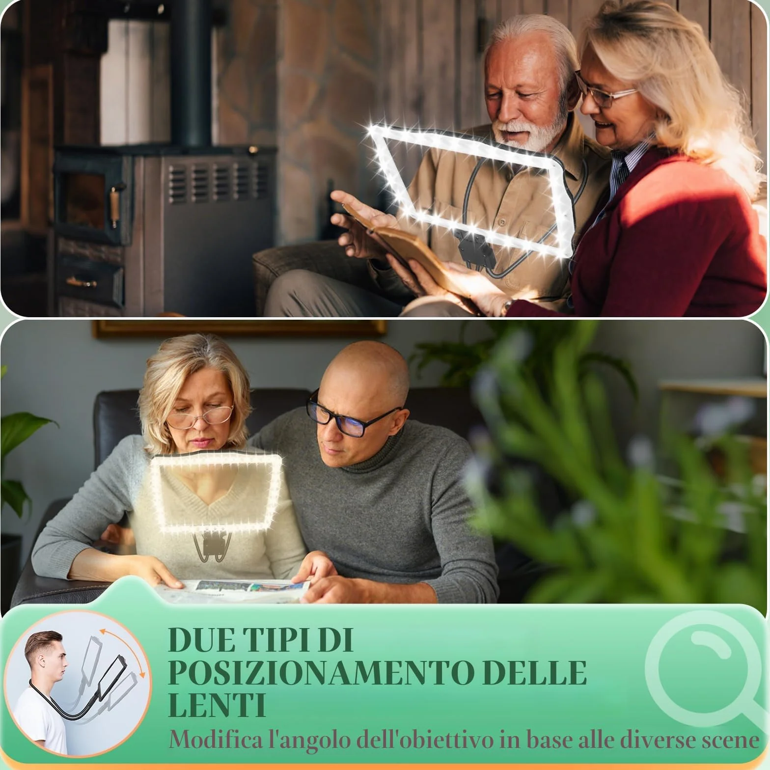 10X Ricaricabile Lente Ingrandimento con Luce a Mani Libere, Collo di Cigno per Lettura e Riparazione