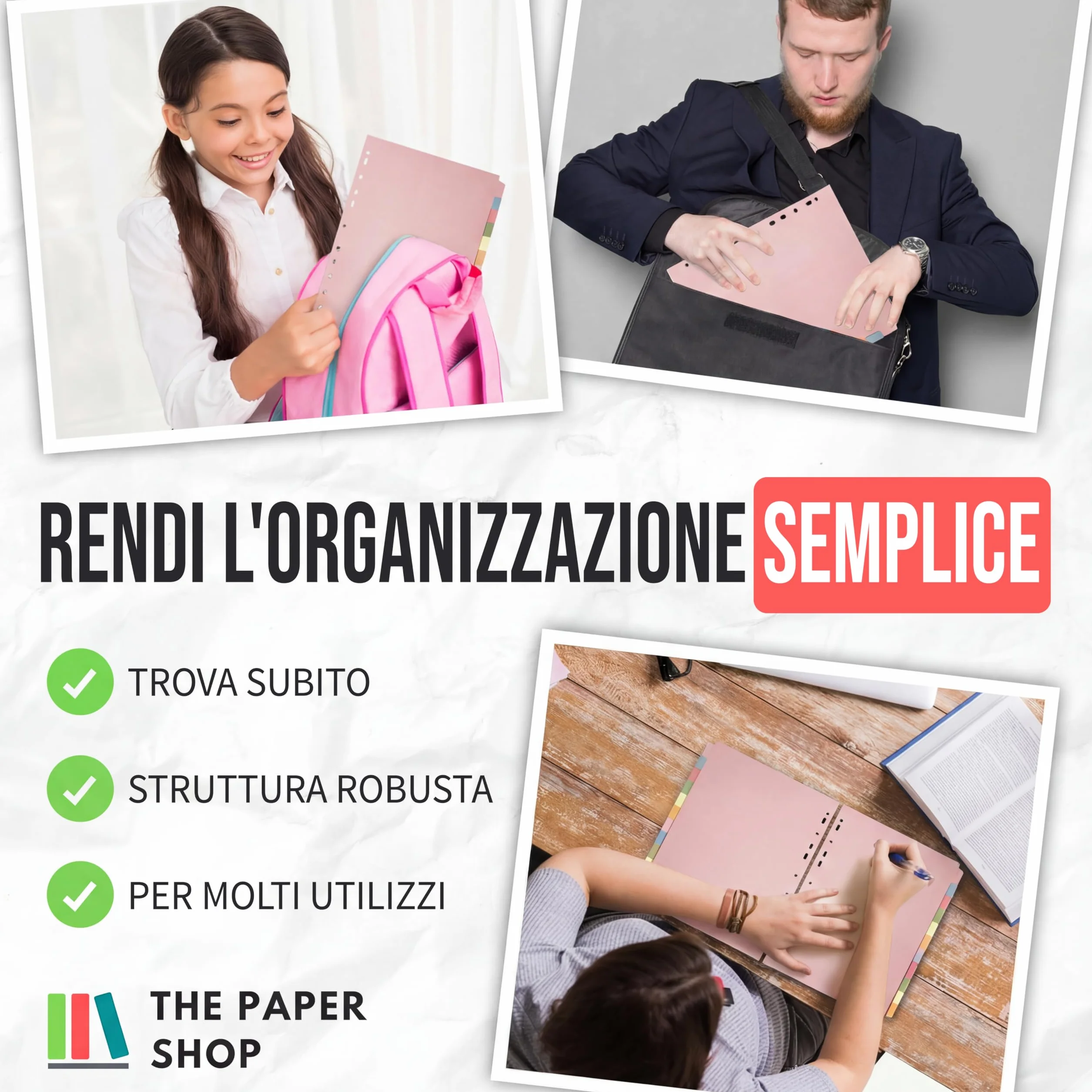 Divisori per raccoglitori con linguette A4 12 parti a 3 anelli