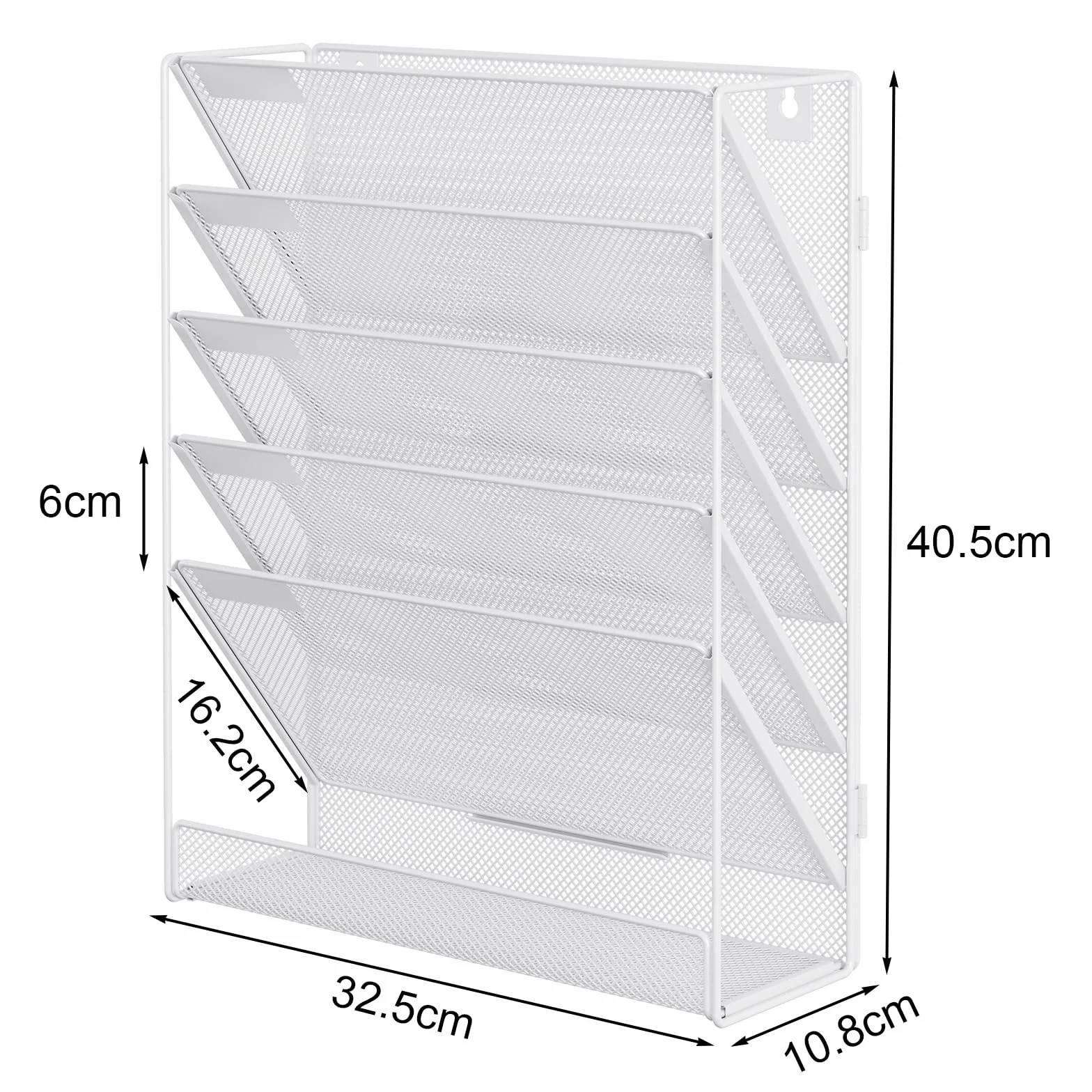 EasyPAG Portadocumenti a Parete A4 6 Compartimenti Metallo Rete,Portariviste a Muro,Porta Lettere da Appendere,Organizzatore Posta da Muro per Ufficio & Casa,Bianco