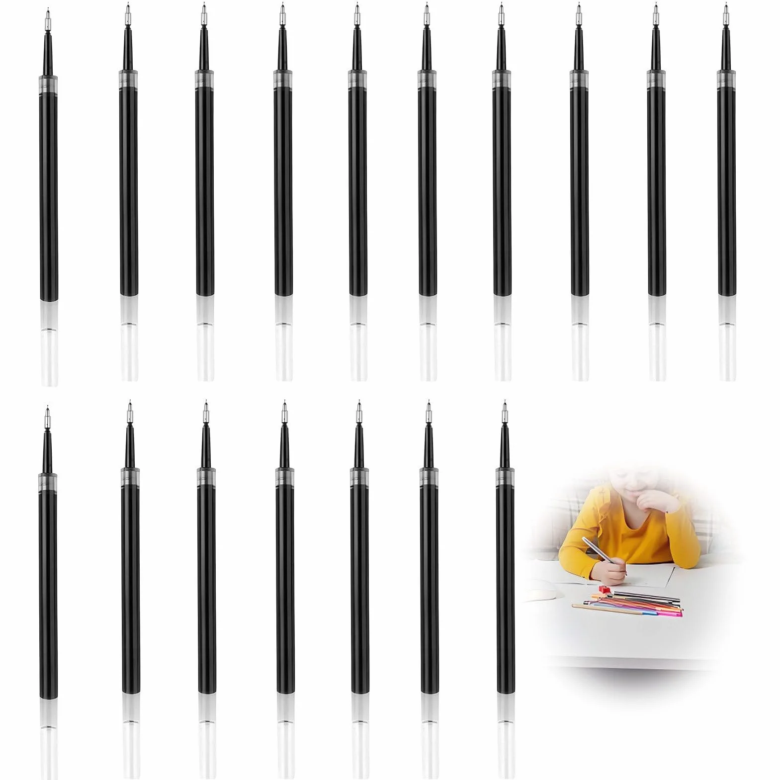 Ricariche inchiostro gel nero 0,5 mm spessore 11 cm compatibili penne a sfera a pressione