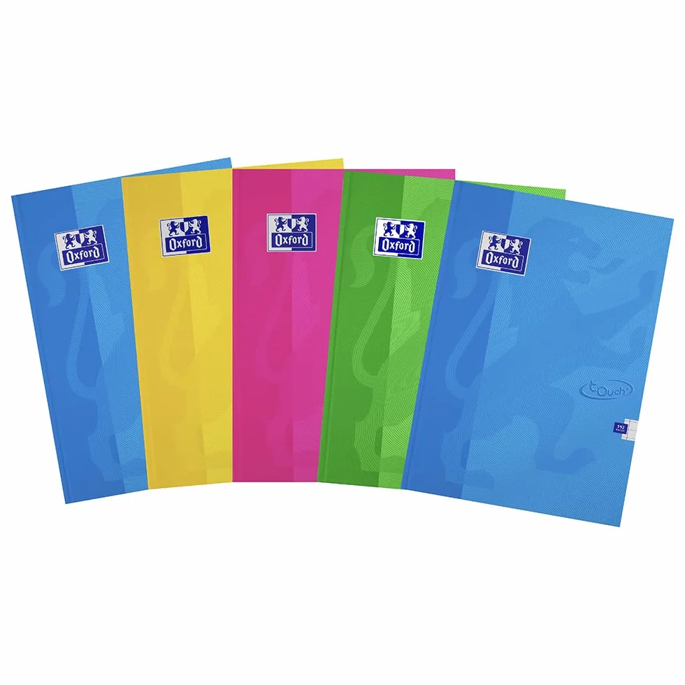 Oxford Touch - Quaderni con copertina rigida, 192 pagine, 5 pezzi, colori assortiti Pacco da 5 A4