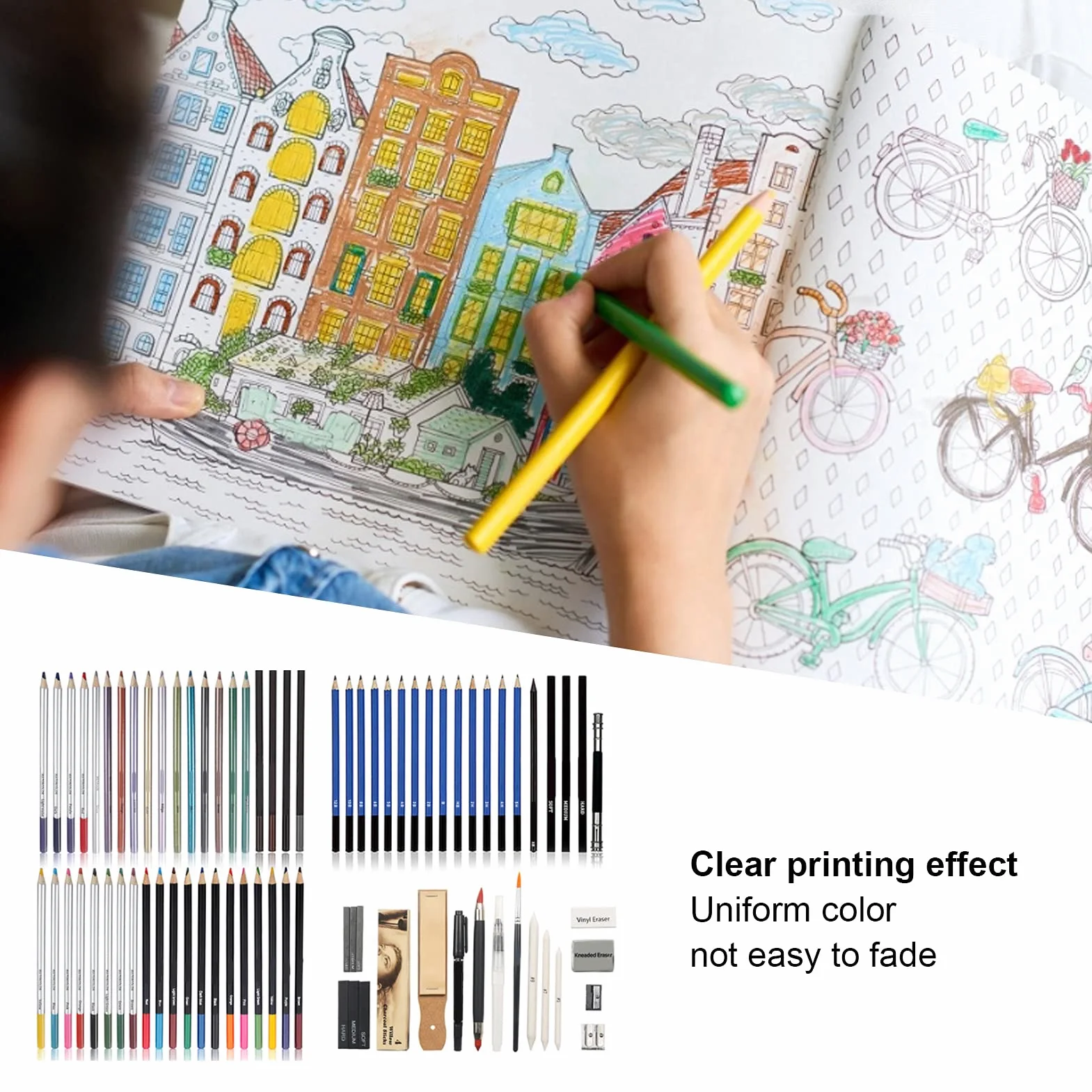 Set di matite colorate per scrittura, penna per schizzi, creazione artistica, per disegni da colorare
