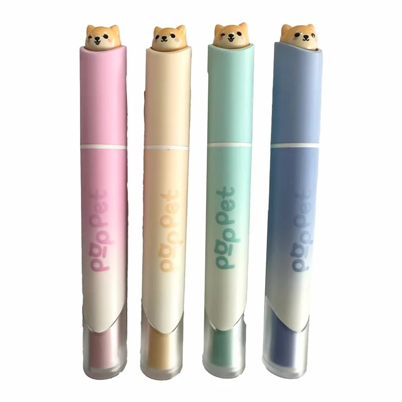 Puckator Adoramals Pets Shiba Inu Dog Pop - Pennarelli colorati con punta in feltro, essenziali per il rientro a scuola, per bambini, evidenziatori e evidenziatori, accendini ad alta intensità