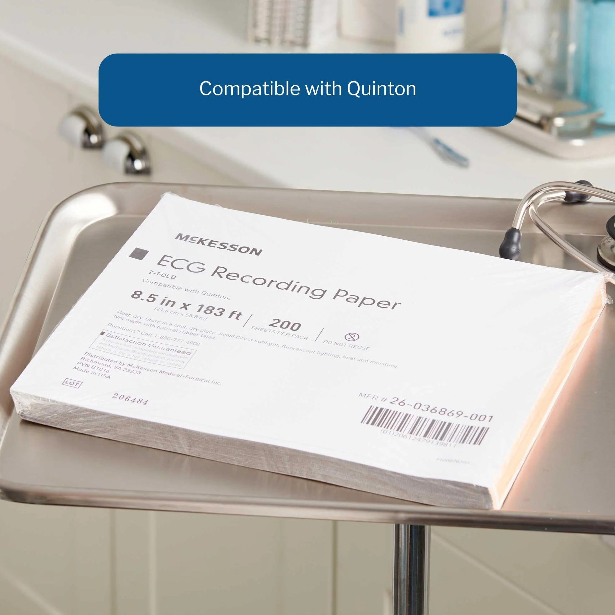 McKesson ECG - 200 fogli di carta termica a griglia rossa, 21,5 cm x 55,8 m