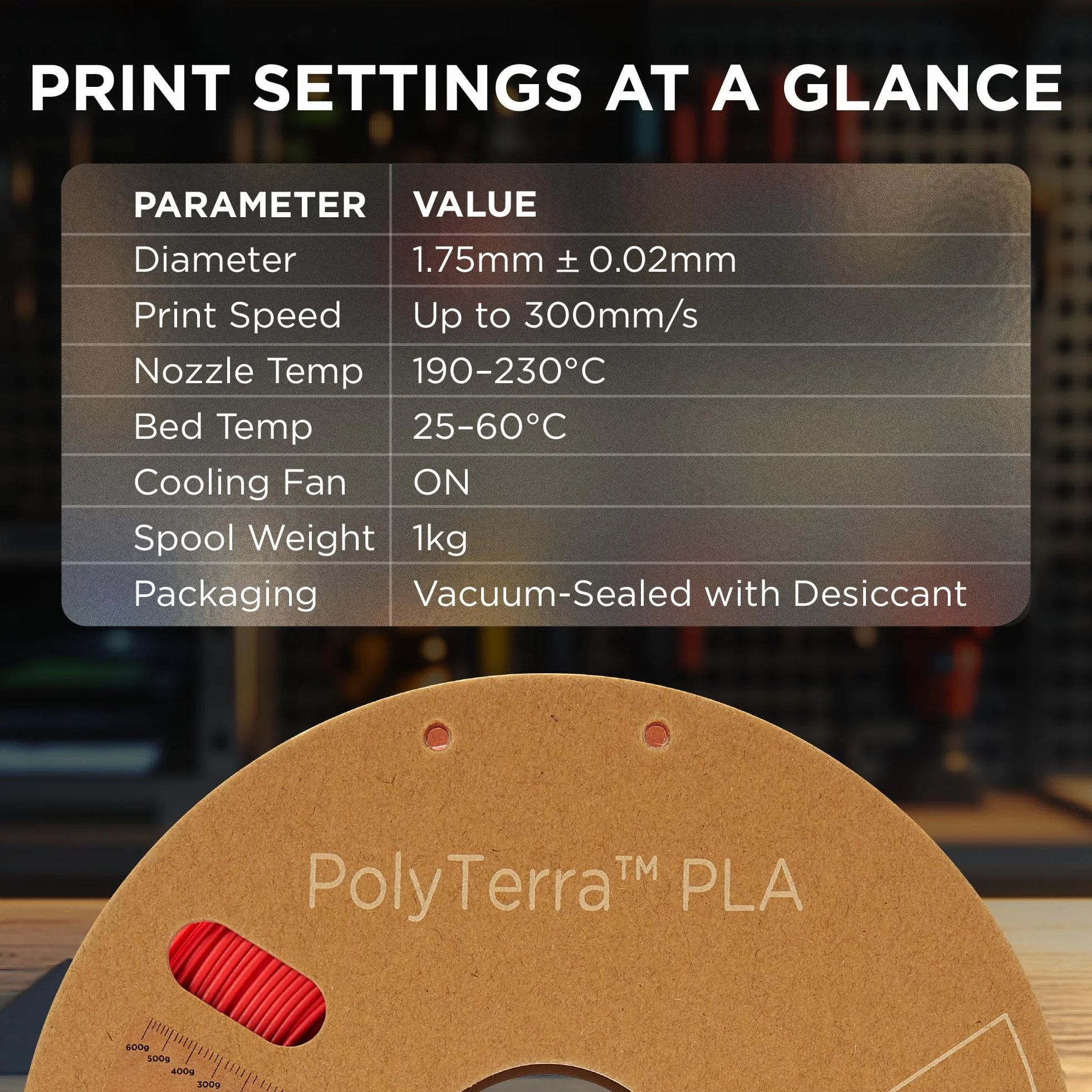 Polymaker PolyTerra PLA Lava Red 1.75mm 1kg