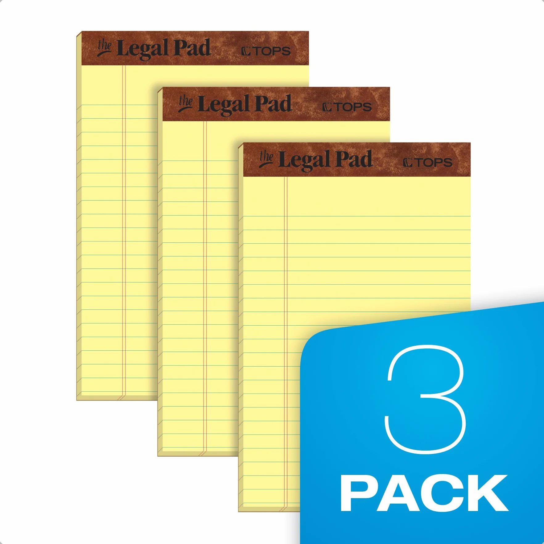 TOPS The Legal Pad 5 x 8 Inches Perforated Canary Narrow Rule 50 Sheets Pad 3 Packs (75013)