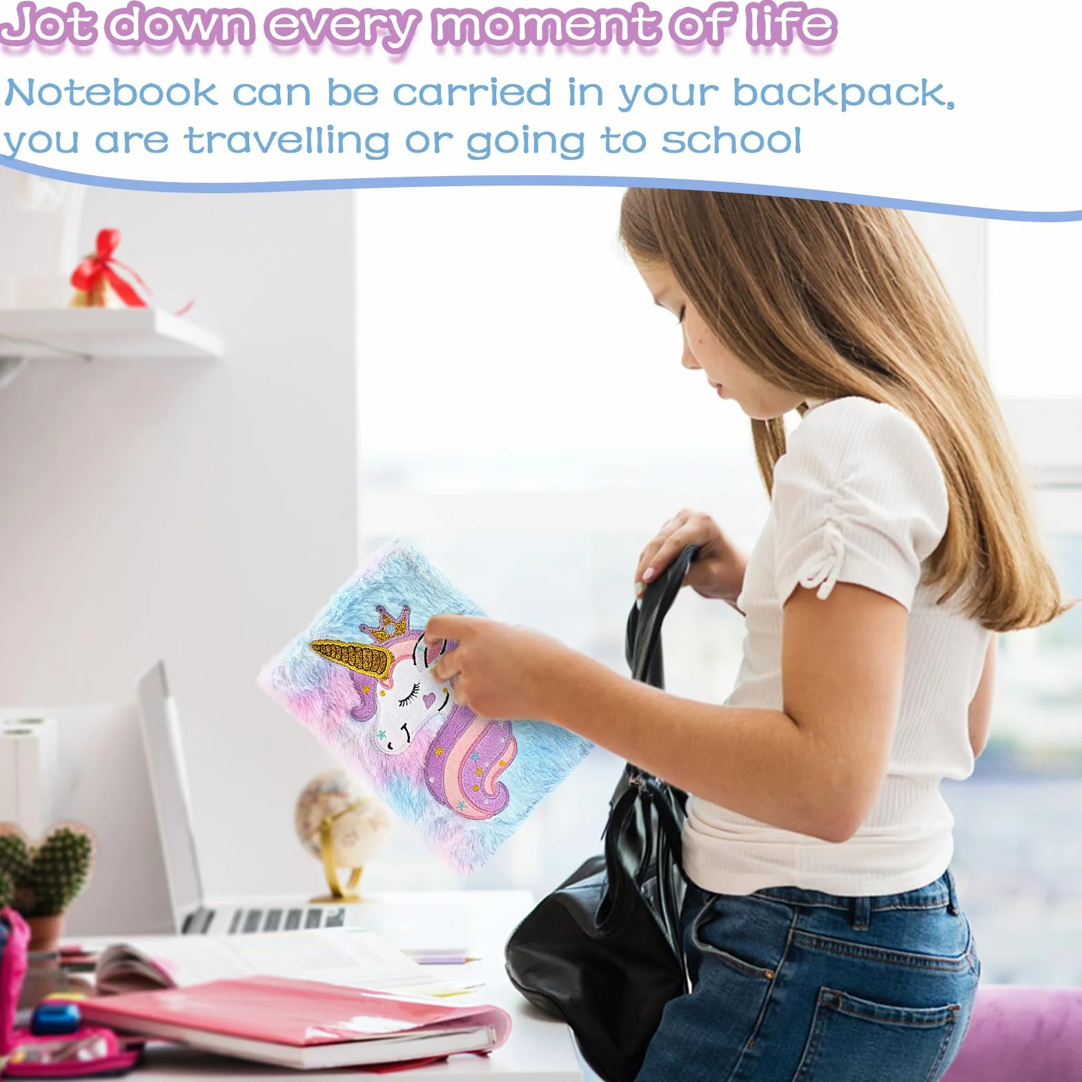 Diario Segreto Bambina con Lucchetto A5 Peluche Unicorno Quaderno con Chiave Regalo 5-10 Anni