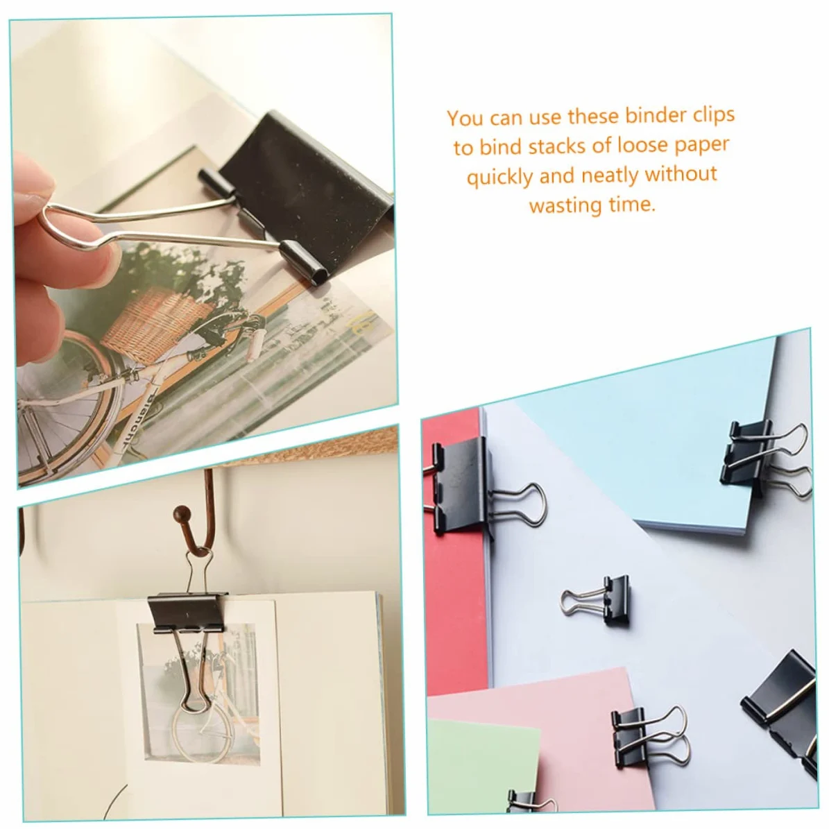 Fermagli Ufficio Binder Clips Neri 36pezzi in Ferro per Fogli | Raccoglitori Documenti Ufficio, Oggetti Scuola e Cartoleria Scuola, Clip Lenzuola, Festa Scuola Decor