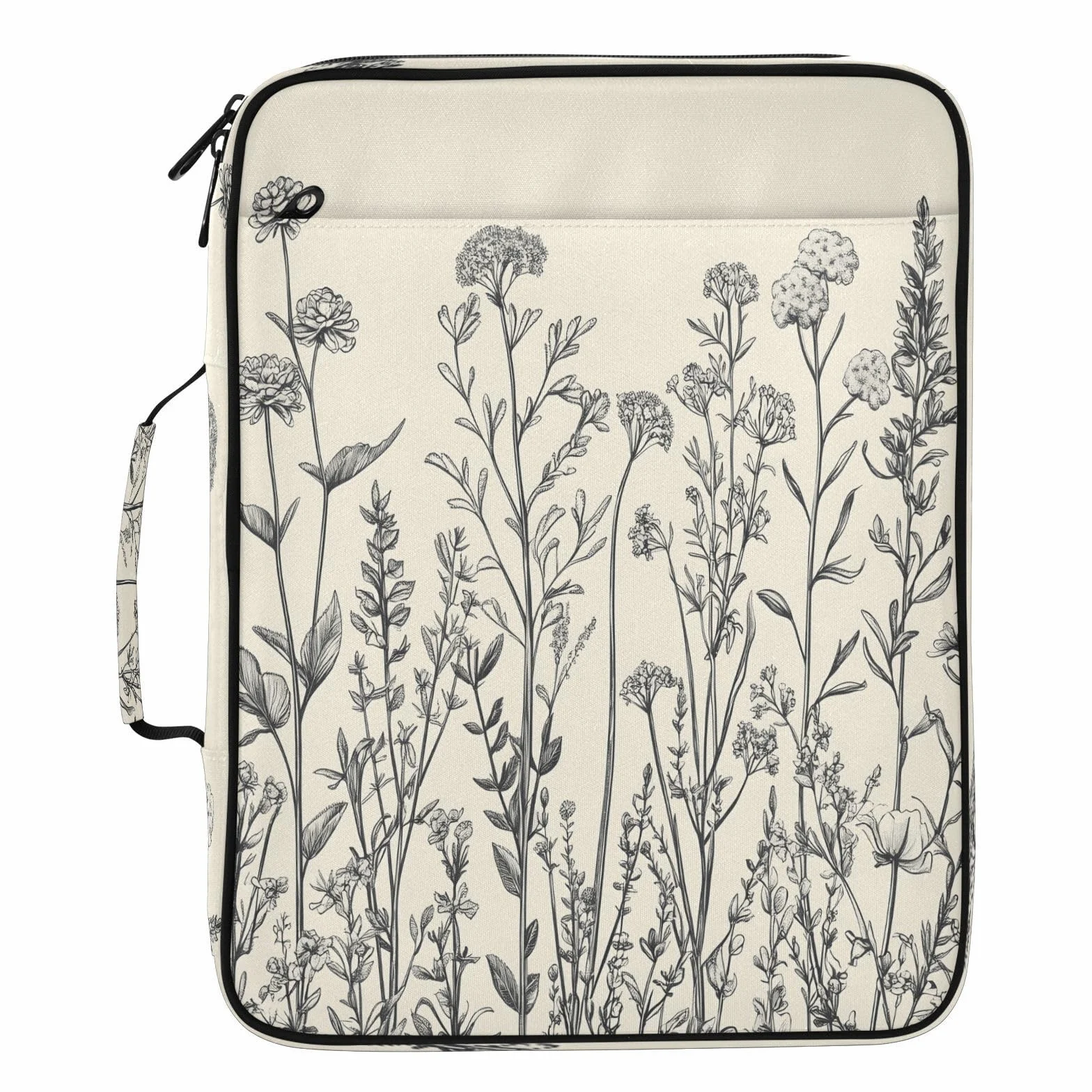 Raccoglitore espandibile con 3 anelli vintage, motivo floreale, erbe, piante, con 7 tasche, per scuola, ufficio, viaggi