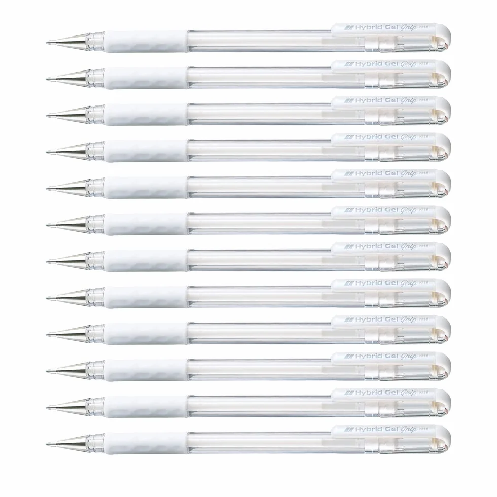 Pentel K118 Roller Gel Hybrid, Bianco 12 PZ