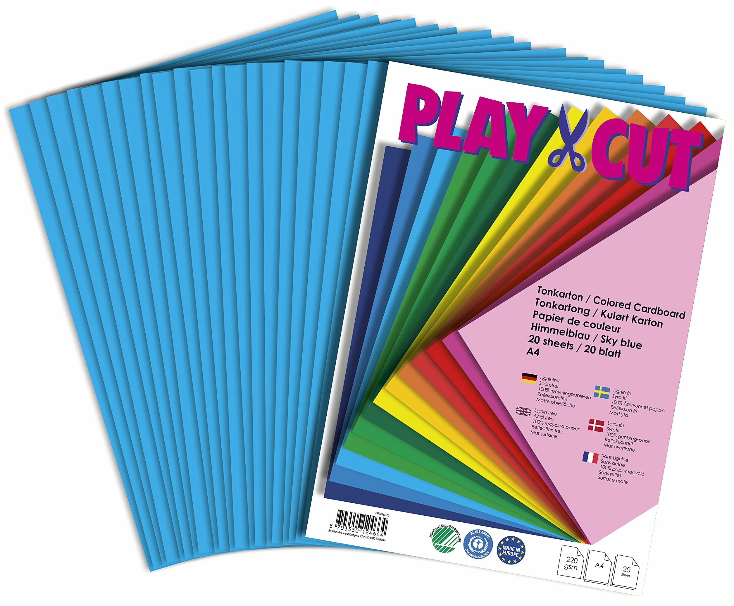 PLAY-CUT Photo Card A4 Set, Sky Blue 300 g/m², 20 Sheets DIN A4 Photo Cardboard