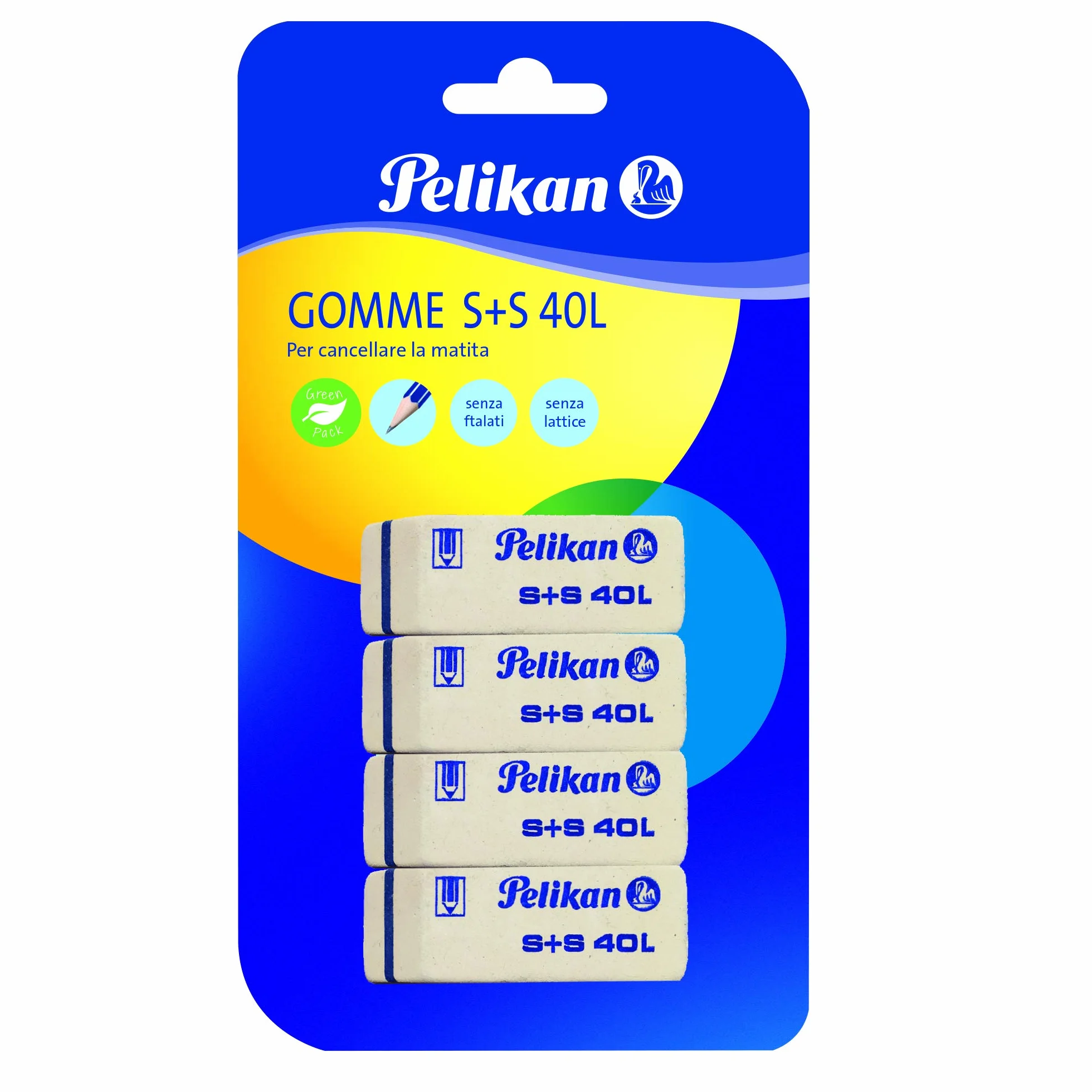 Pelikan Gomme da Cancellare S+S40, Gomma Bianca Morbida, Confezione da 4 Pezzi