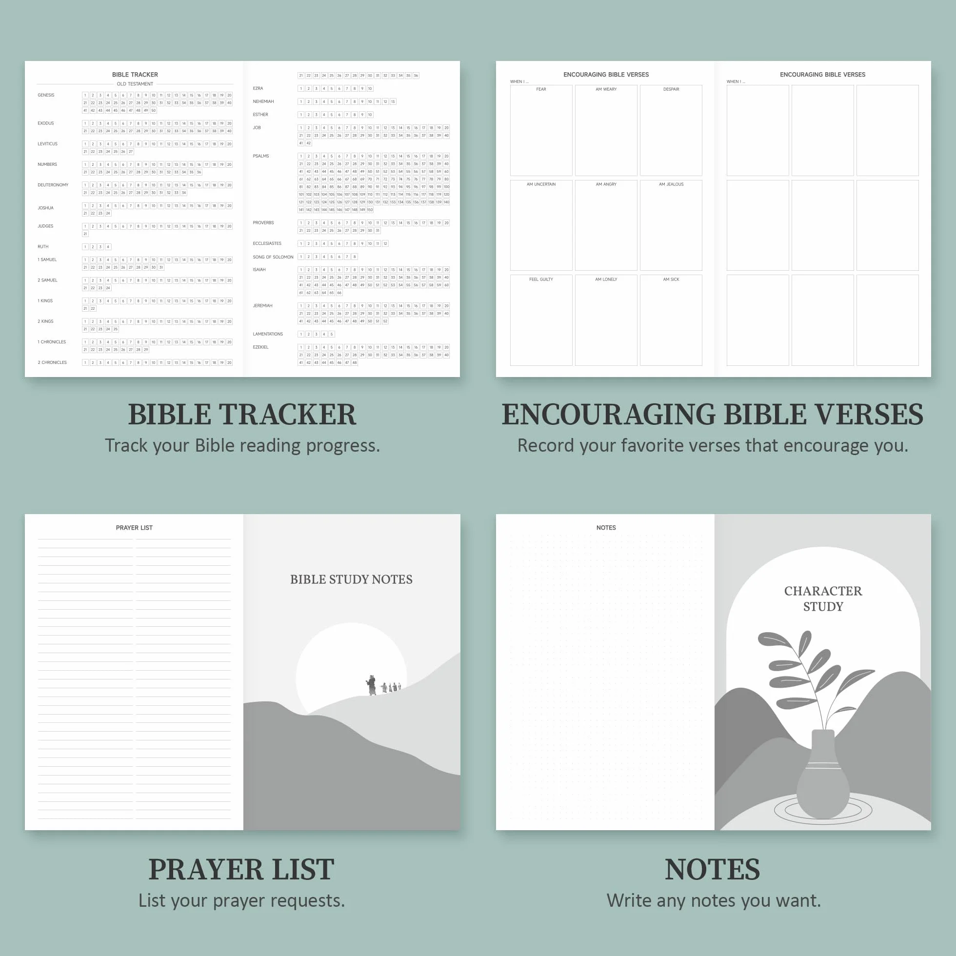 Diario di studio biblico, quaderno per appunti e riflessione, formato A5, verde scuro