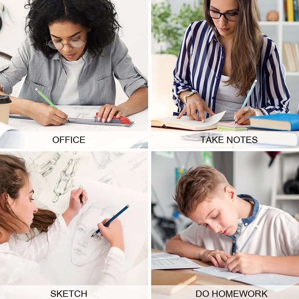 Vicloon Matite perpetue con gomma 7 pezzi punte di ricambio per scrivere e disegnare