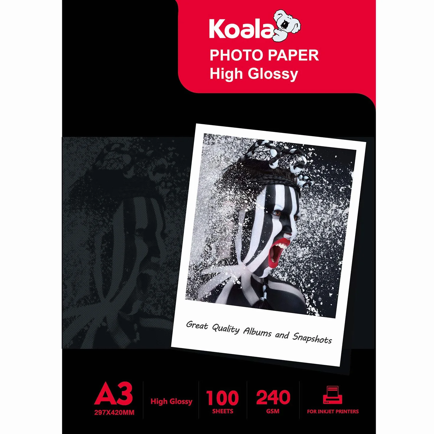 KOALA Carta Fotografica A3 240 g/m² 100 fogli per stampante Canon HP Epson