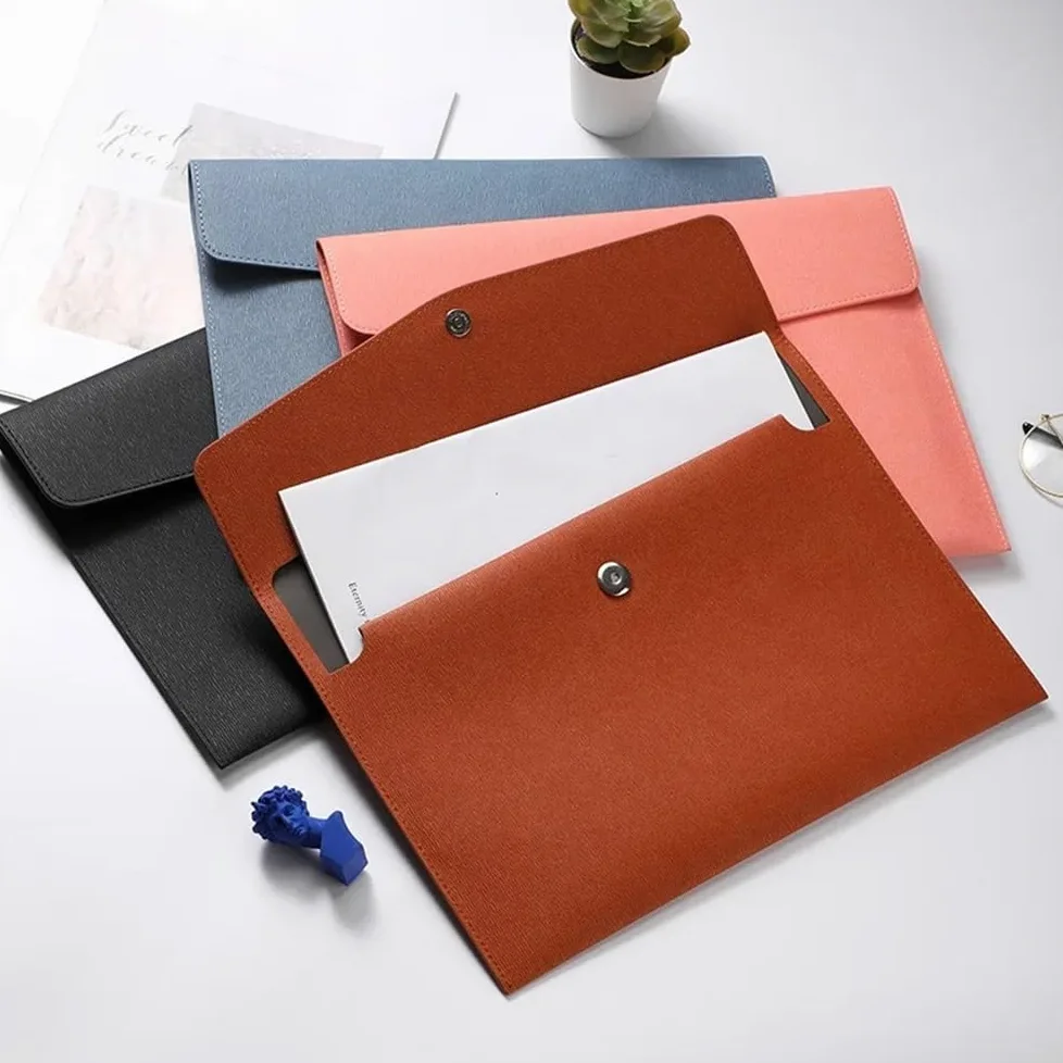 Cartelline Portadocumenti Cartella A4, Materiale Scolastico e for Ufficio, Custodia, Borsa for Documenti in Finta Pelle, Borsa for Informazioni aziendali Cartelline(Bruin)