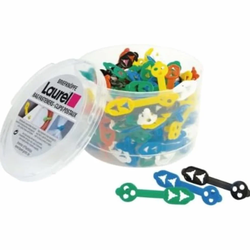 Laurel Duo Fascette fermafogli in plastica riciclabile 125 pezzi 2 posizioni chiusura