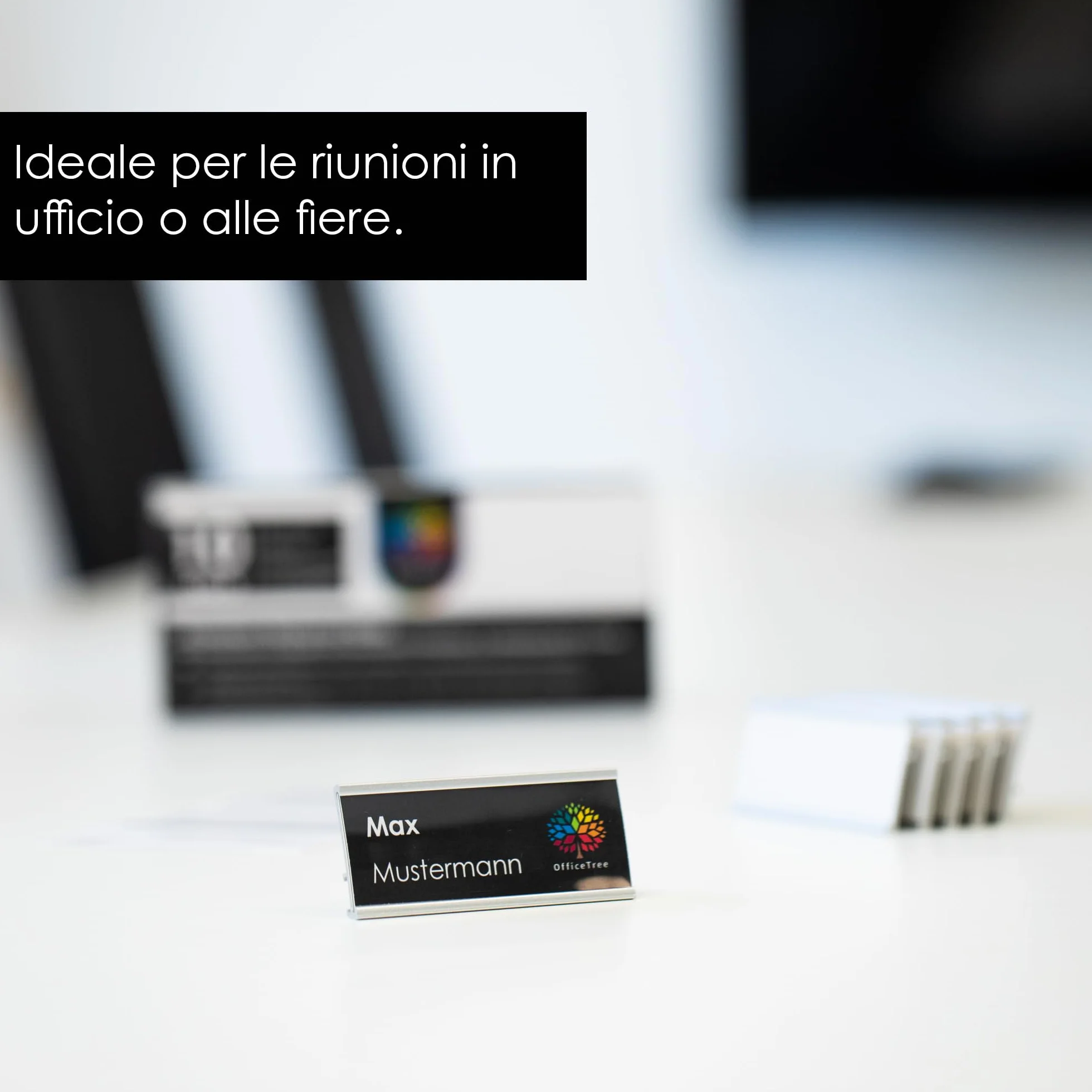 Targhette portanomi alluminio 72x32mm doppio magnete OfficeTree 10 szt