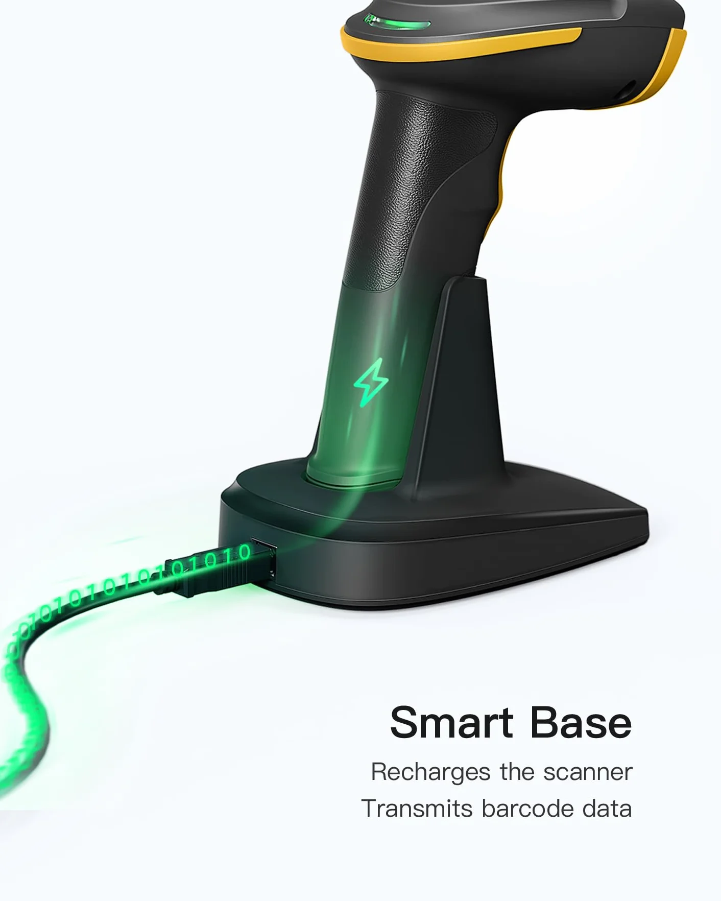 Inateck Scanner per Codici a Barre 2D Wireless, Bluetooth 5.0, Base Intelligente 2.4Ghz, Scansione su Schermo, BCST-54 (nero)