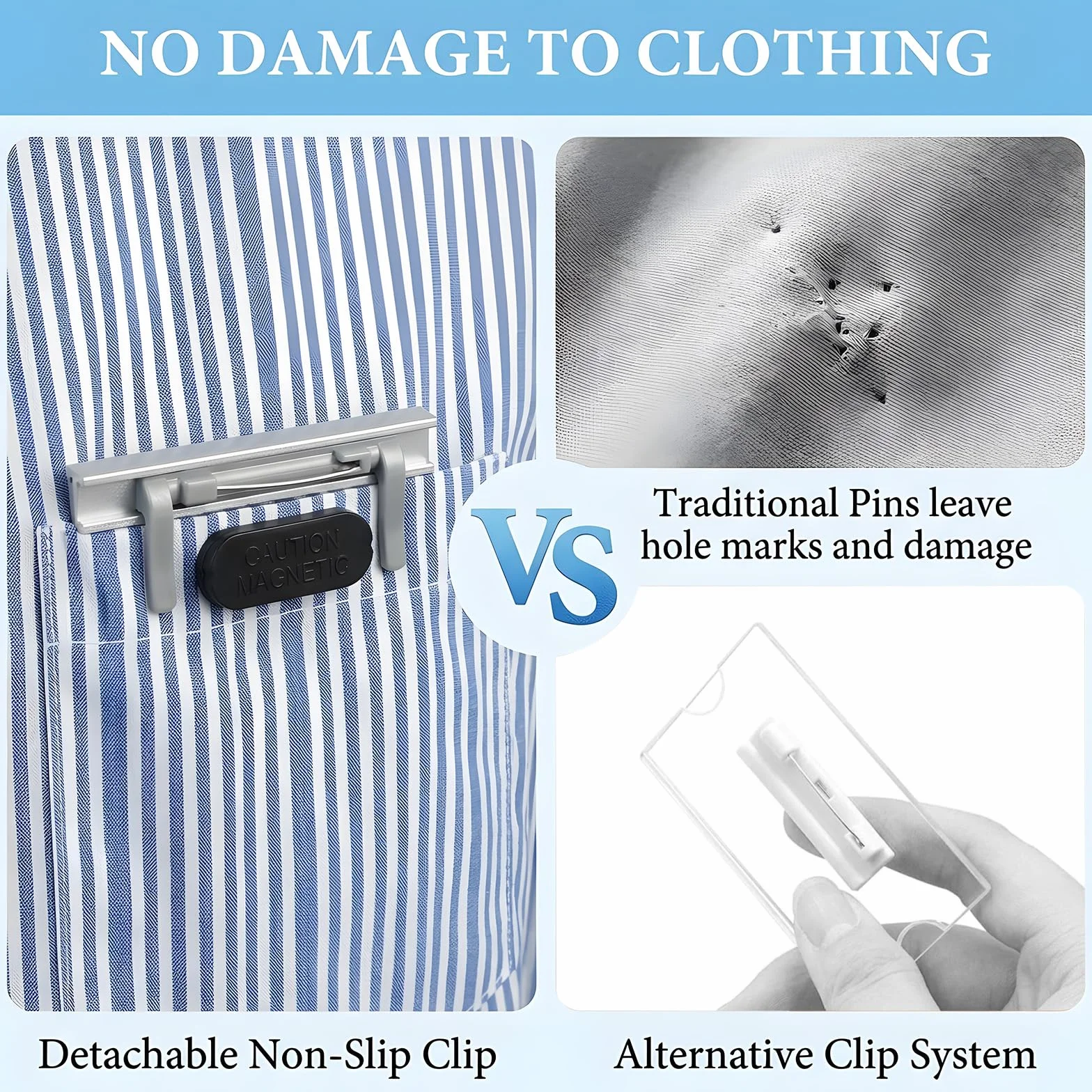 VINATO 10 Pezzi Badge Magnetici in Alluminio per Abbigliamento, Doppio Magnete, 72 x 35 mm