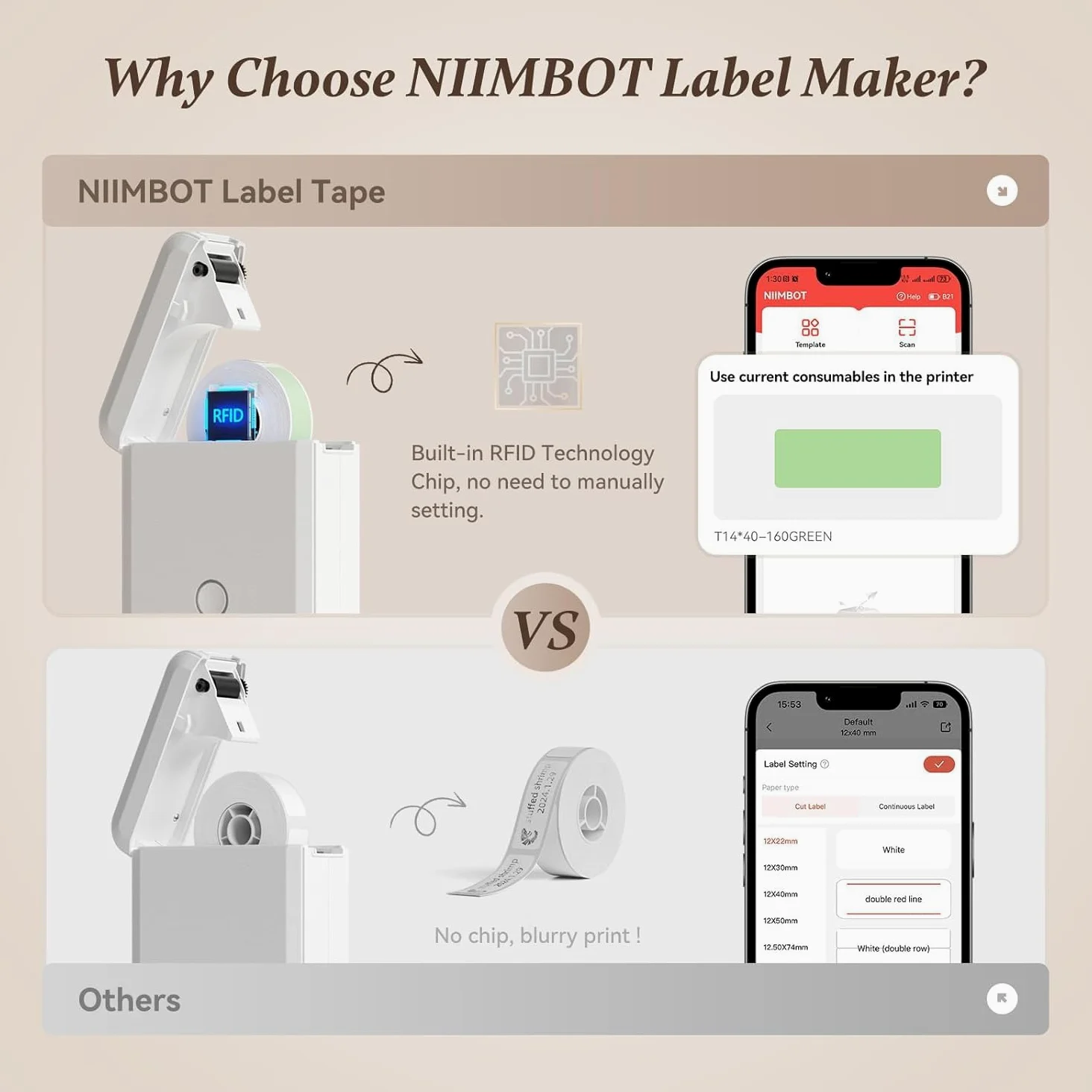 Label Maker D110 Etichettatrice termica Bluetooth con nastro, stampante portatile per etichette senza inchiostro, portatile e ricaricabile, con più modelli per casa e ufficio, compatibile con iOS