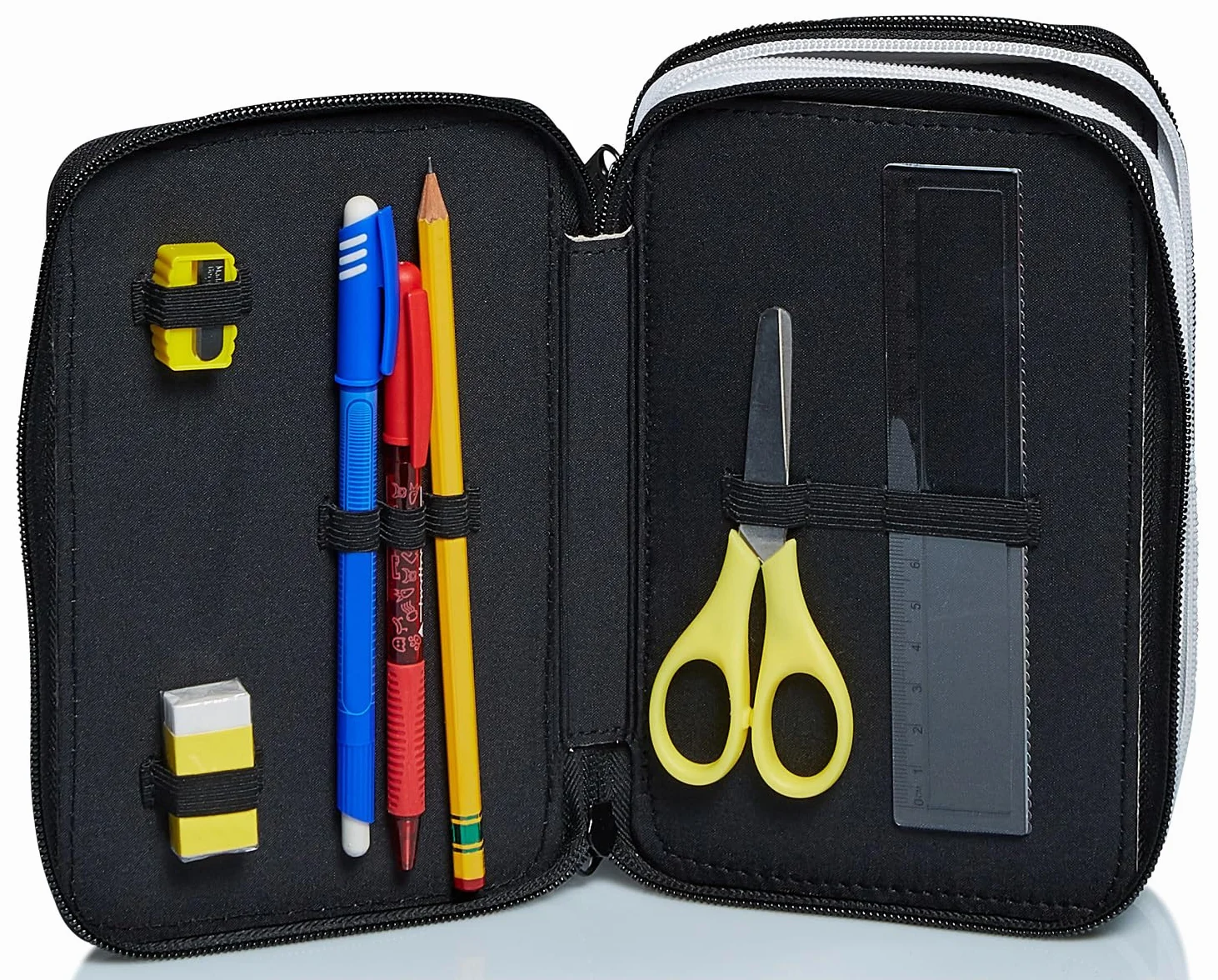 Seven Astuccio Scuola Juventus 3 Zip Bianco Nero Triplo Scomparto Matite Penne Pennarelli Accessori per Zaino Ragazzi