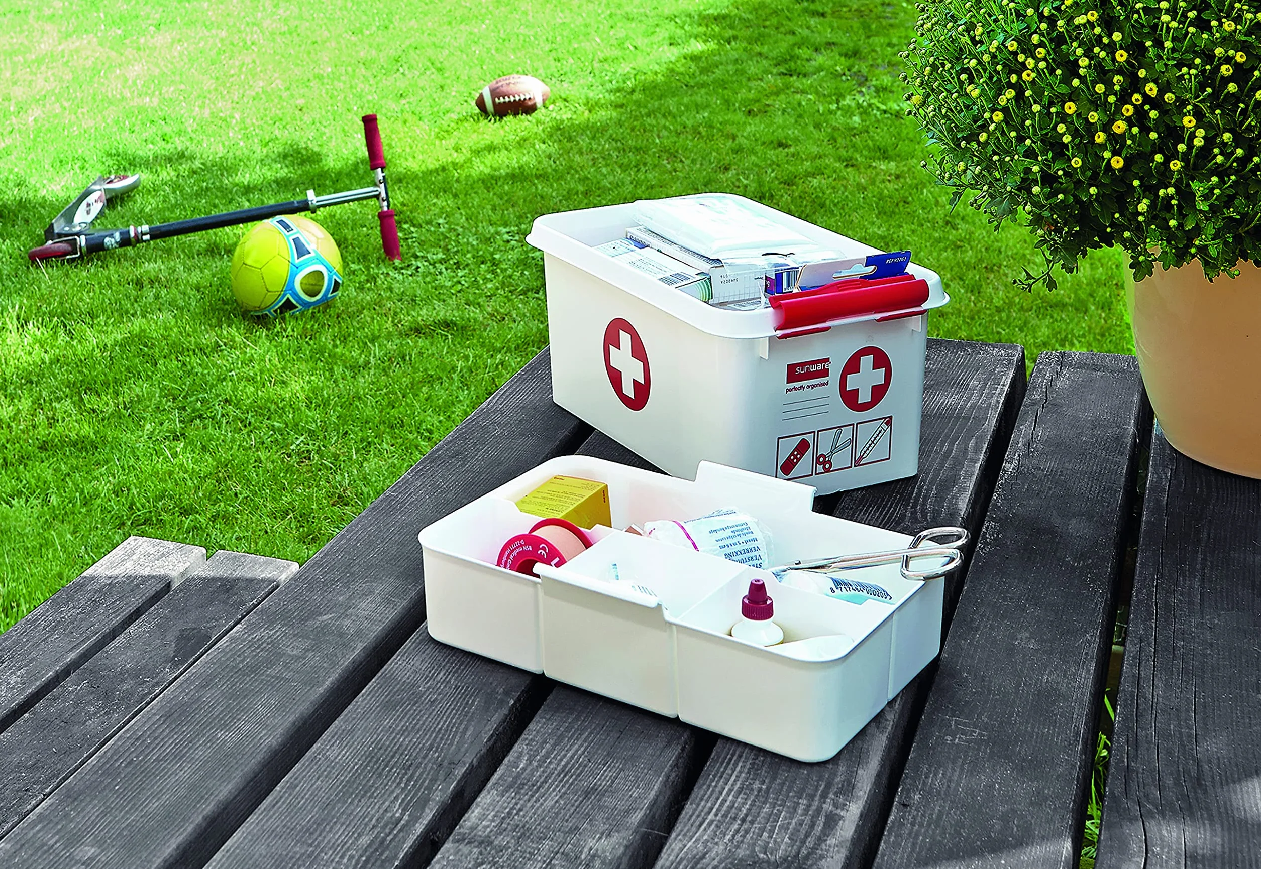 Sunware Q-Line Valigetta Pronto Soccorso Vuota 22L – 40x30x26cm – Cassetta Medica – Kit Primo Intervento Casa Auto – Senza Contenuto