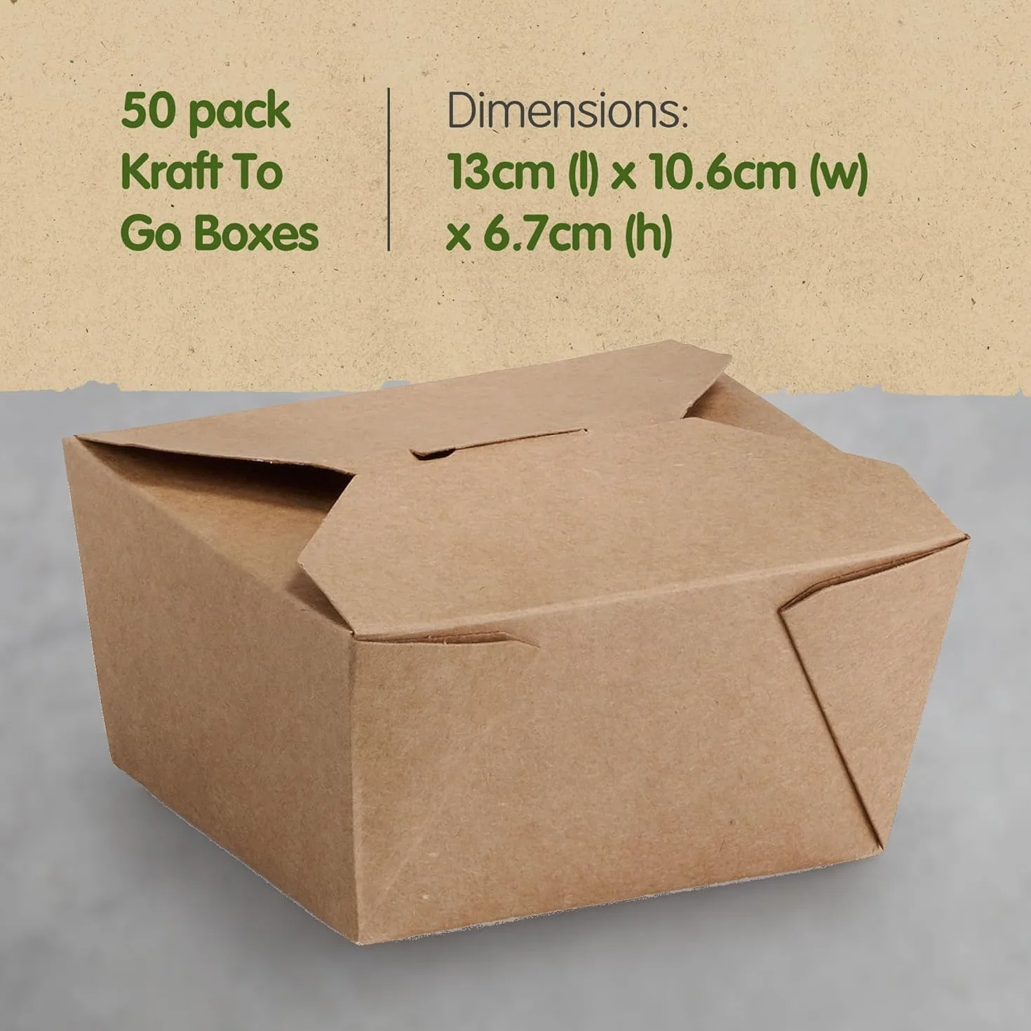 Scatola di carta Kraft usa e getta 13x10.6x6.7 cm 50 Pezzi contenitori alimenti caldi e freddi biodegradabili