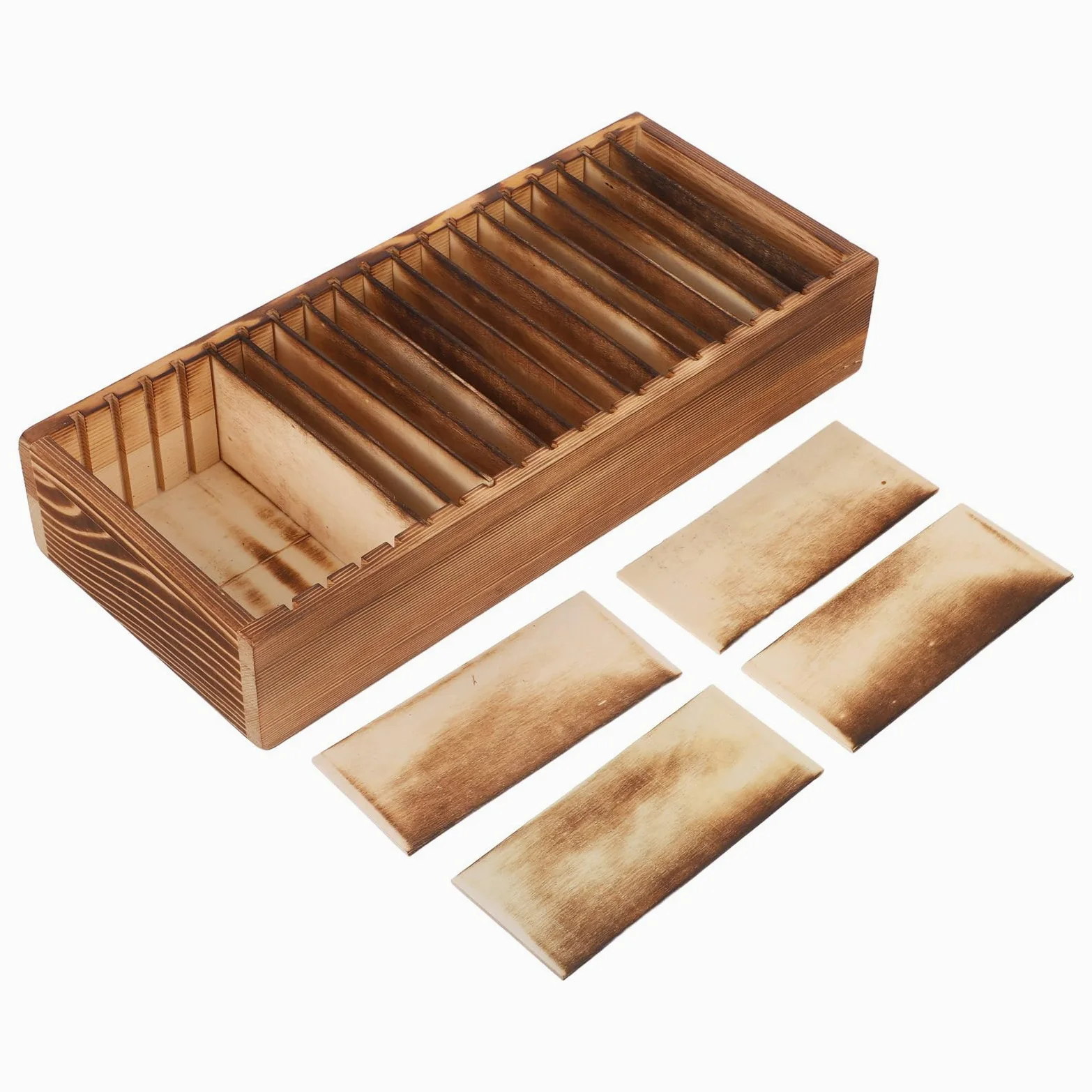 Sosoport Porta Biglietti da Visita in Legno Massello con 20 Scomparti Staccabili Organizer per Biglietti da Visita da Scrivania Scatola per Schede per Ufficio e Casa Design Portatile e