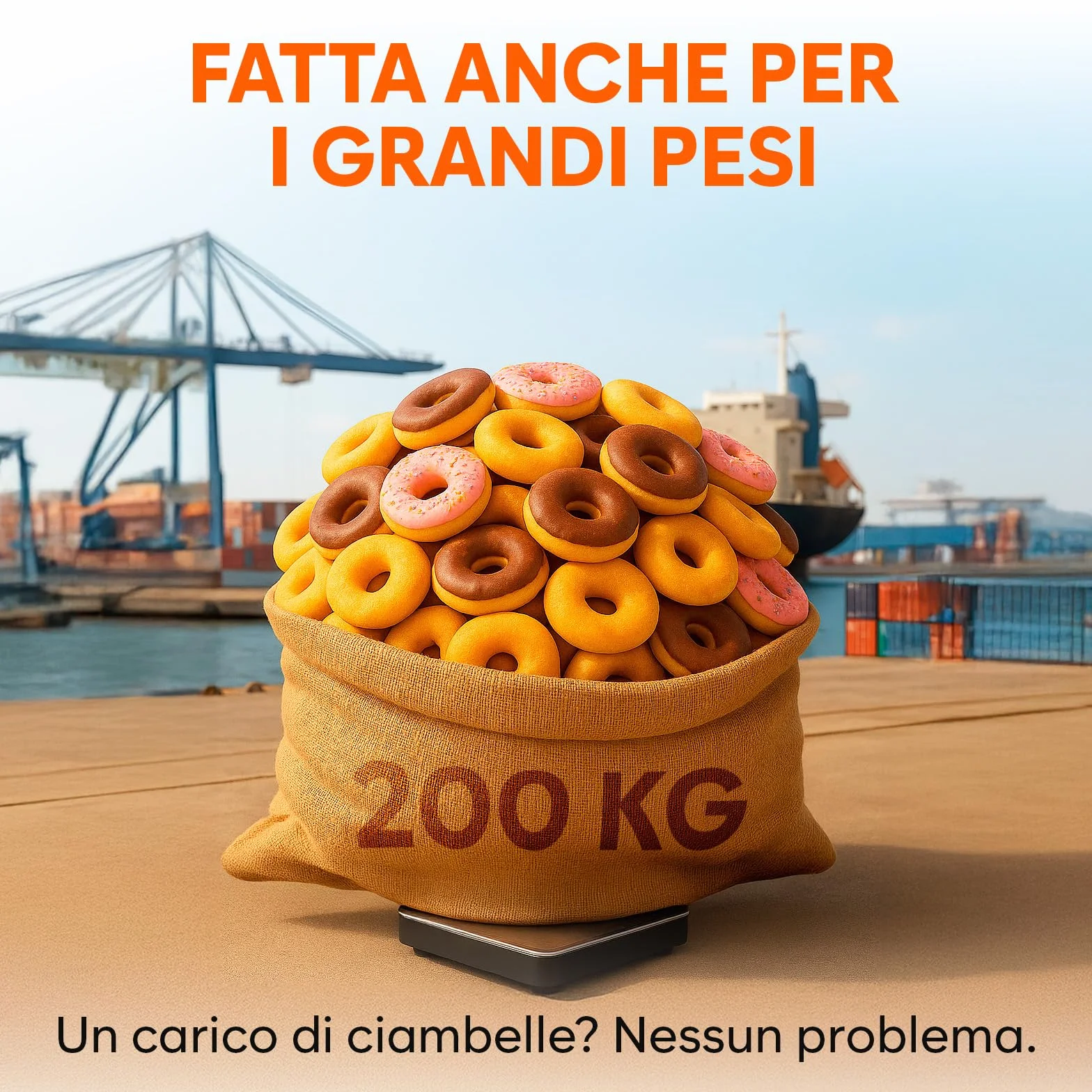 Bilancia Professionale 200 kg/10 g Pesa Pacchi Alta Precisione Funzione Hold Tara Argento