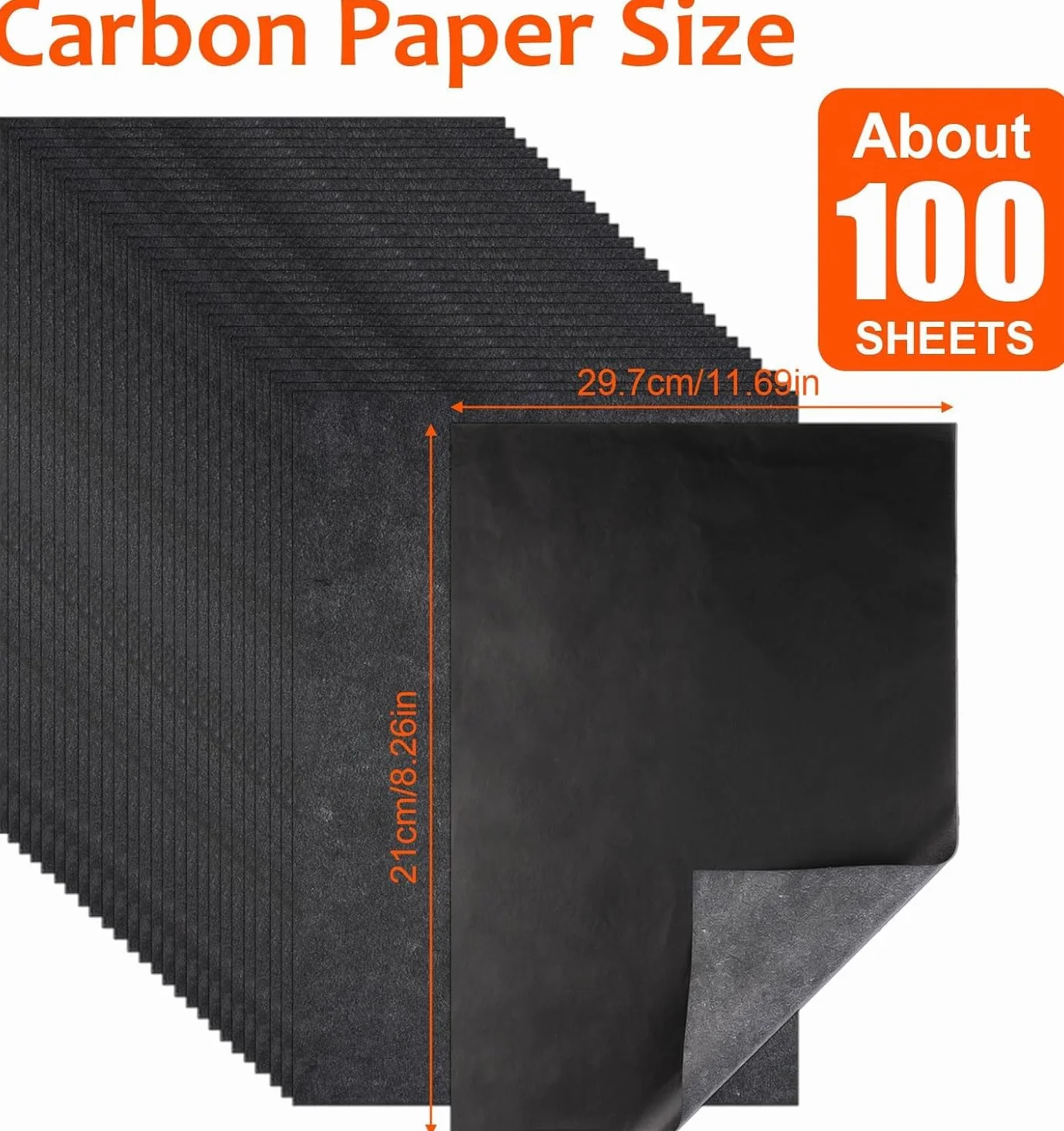 Carta Copia Carbonio A4 Riutilizzabile Nero, 100 Fogli Carta Trasferimento Carbonio