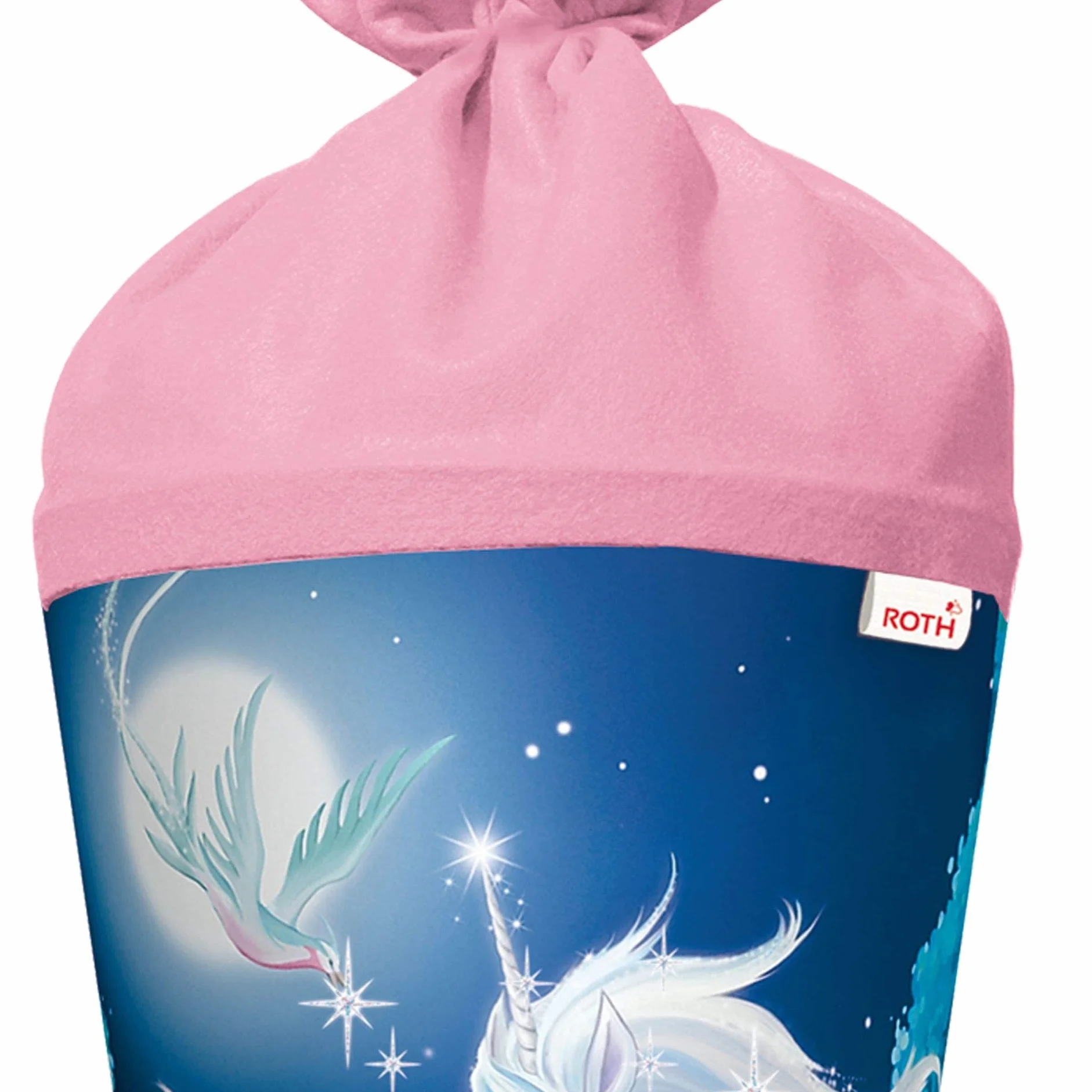 ROTH Cono scolastico grande unicorno lunare 70 cm – Glitter rosso con tappo in feltro