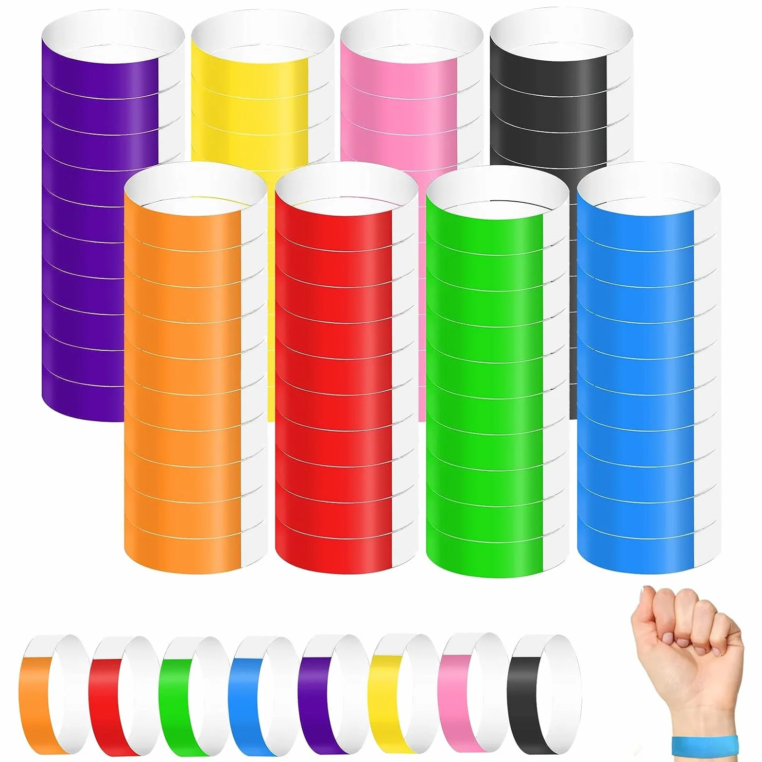 800 Braccialetti Identificativi Impermeabili di Carta Colorati per Eventi