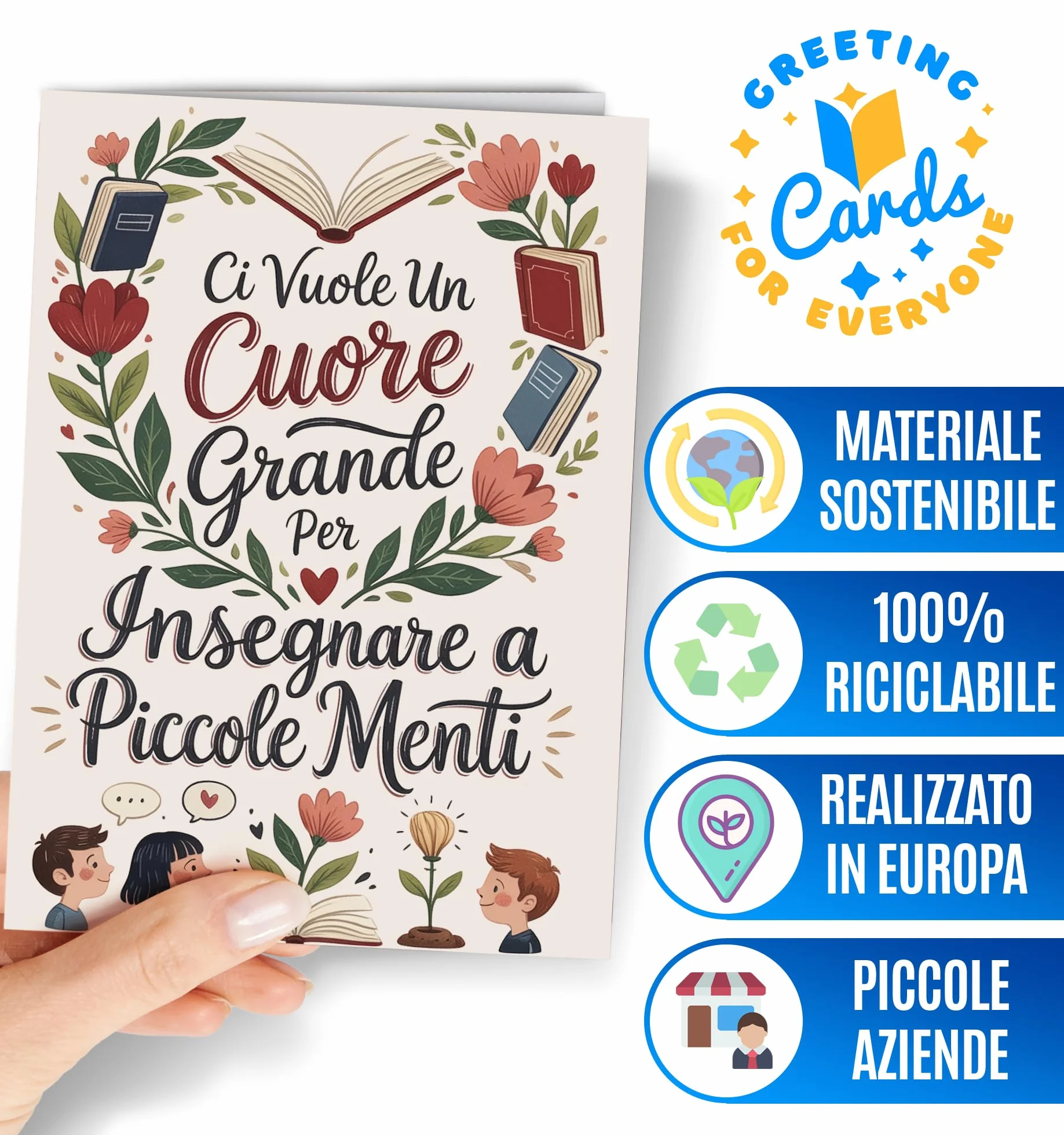 Biglietto di Ringraziamento per Insegnante – Grazie Maestro o Maestra – Regalo Originale Fine Anno Pensione