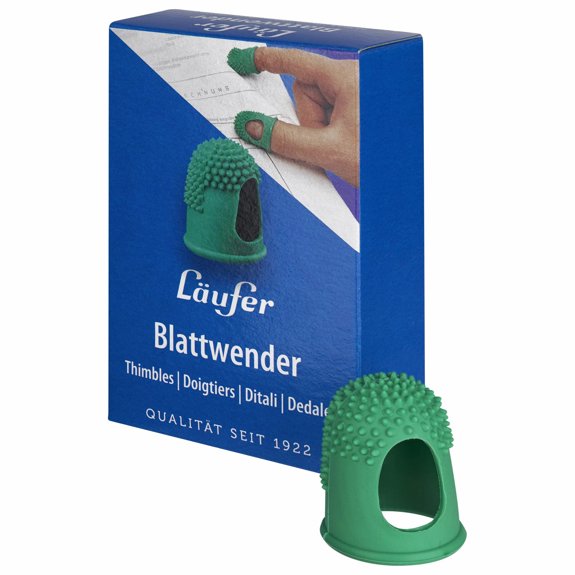 Läufer 77511 Spatola per foglie misura 5 Ø 22 mm verde senza lattice bordi in gomma confezione da 10 pezzi