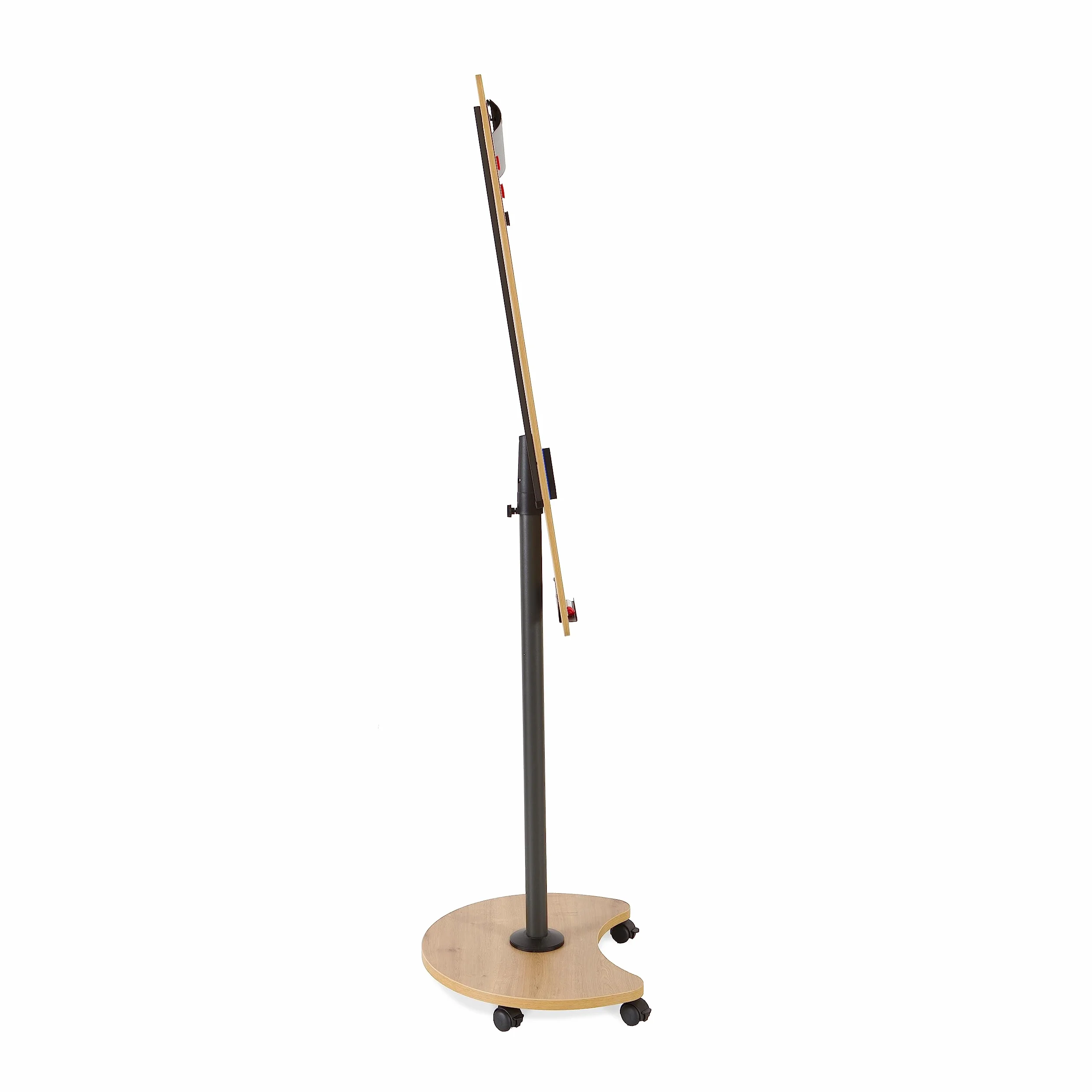 Rocada Natural, lavagna a fogli mobili, con ruote, supporto e portapenne, lavagna a fogli mobili in legno, lavabile a secco e magnetica, 67 x 99 cm, altezza 200 cm, bianco
